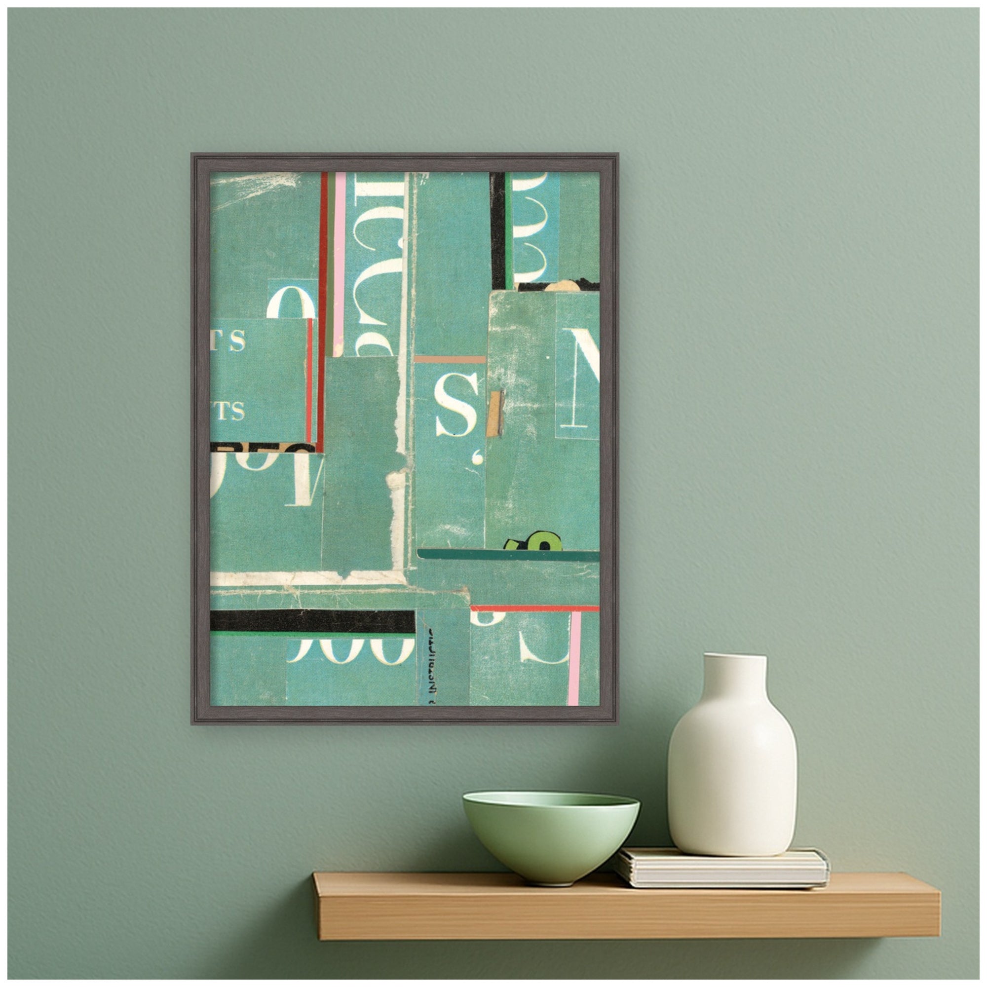 Typography Green by Felicia Dadak Framed Mounted Canvas Wall Art Print