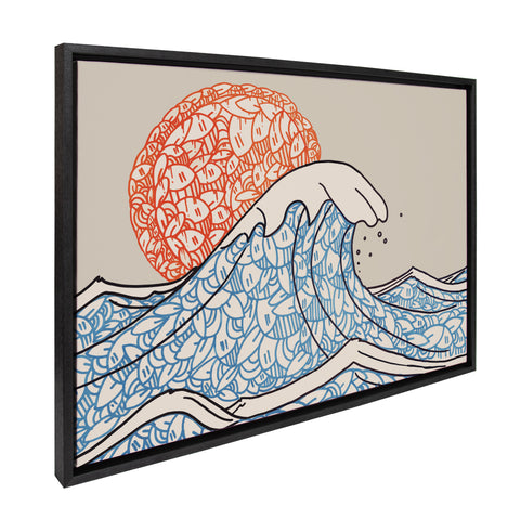 Sylvie Big Wave Framed Canvas by Arm of Casso
