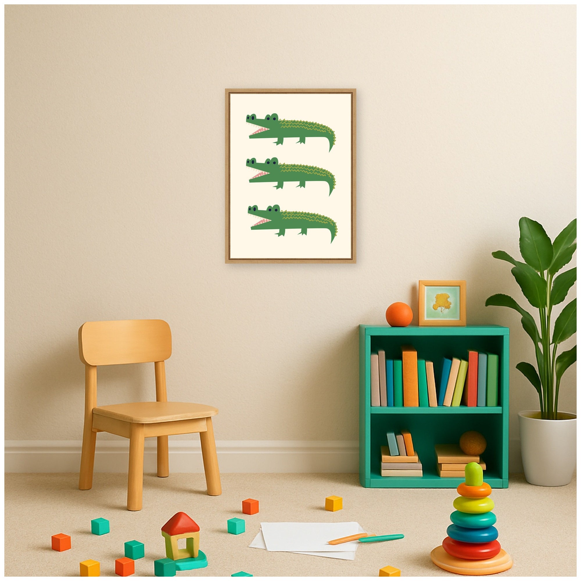 Alligator by Laura Moss Framed Canvas Wall Art Print