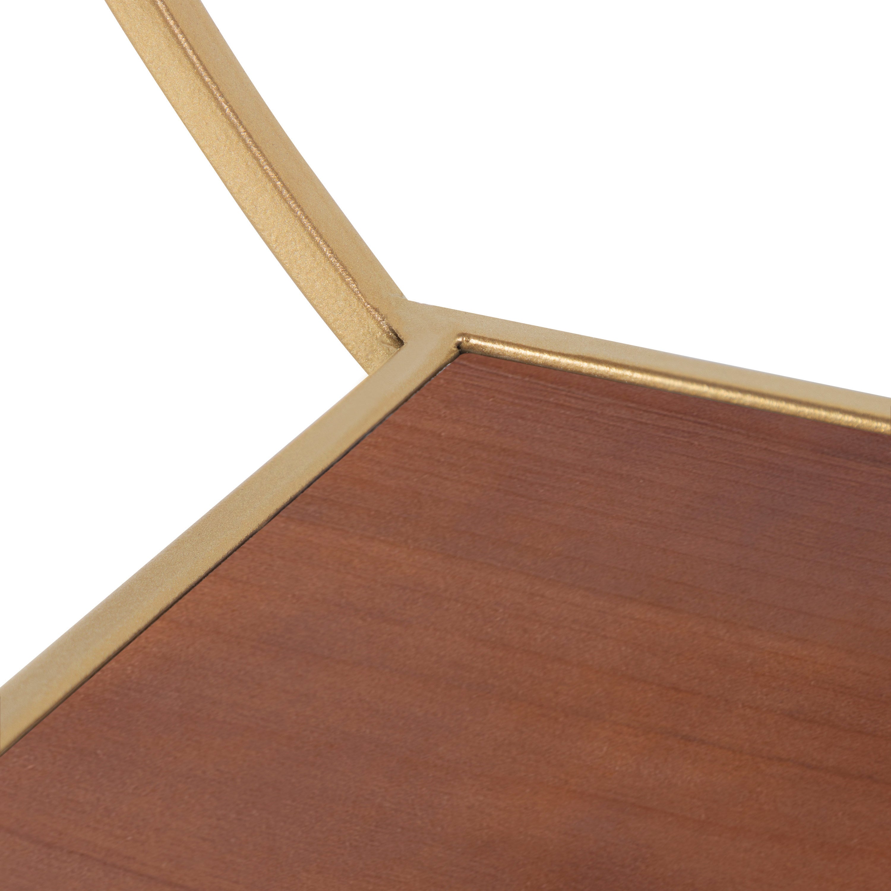 Accent Shelf Walnut Brown Gold 26x11 5