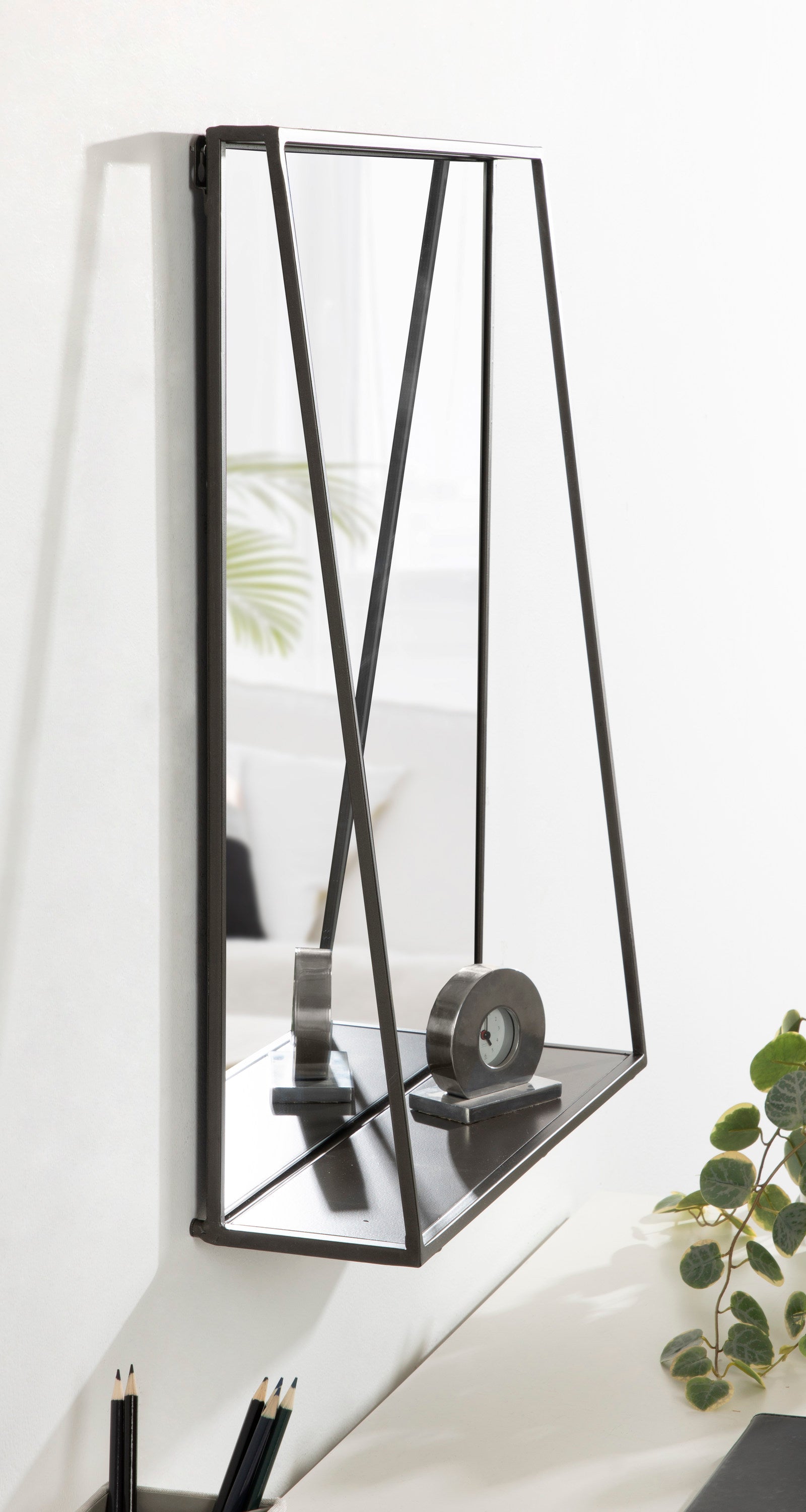 Lintz Metal Framed Mirror with Shelf