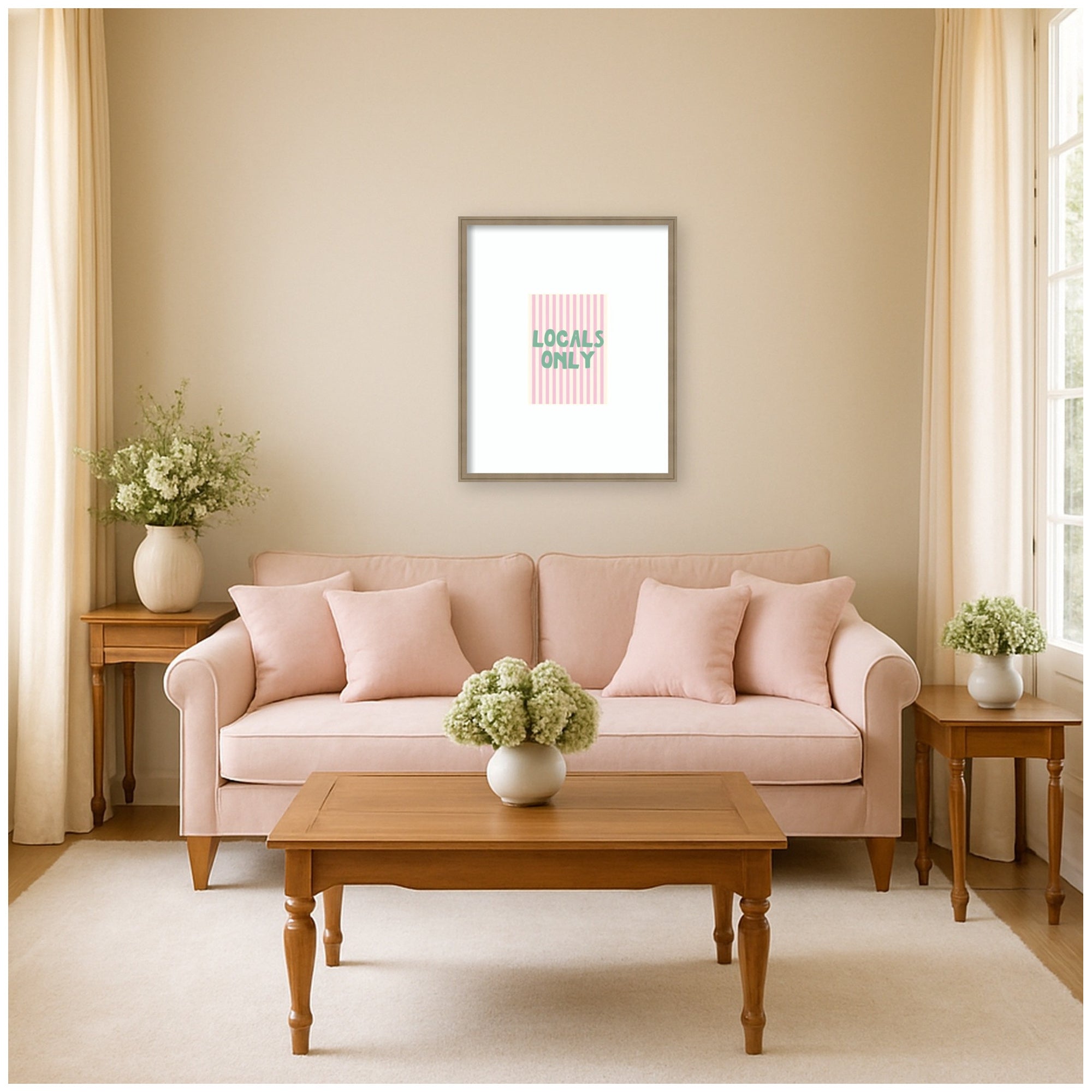 Locals Only Green and Pink Stripes by Megan Ryan Framed Wall Art Print