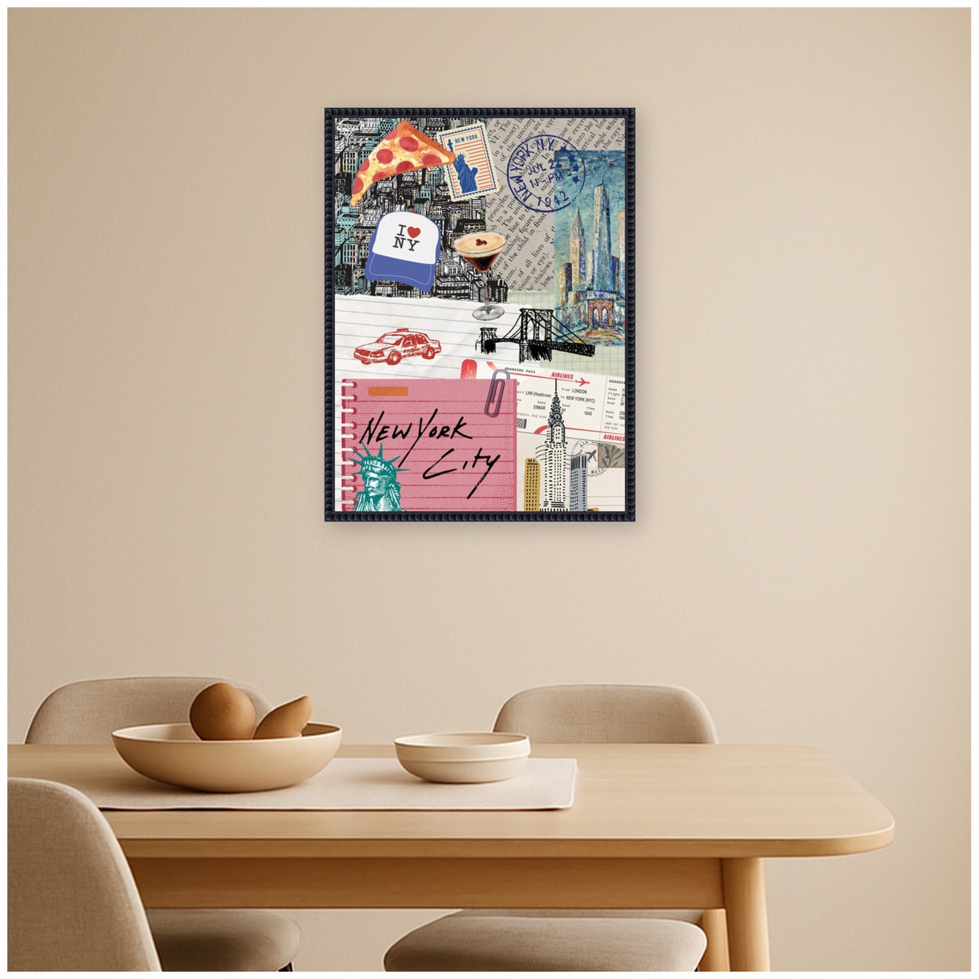 New York Collage by Megan Ryan Framed Canvas Wall Art Print