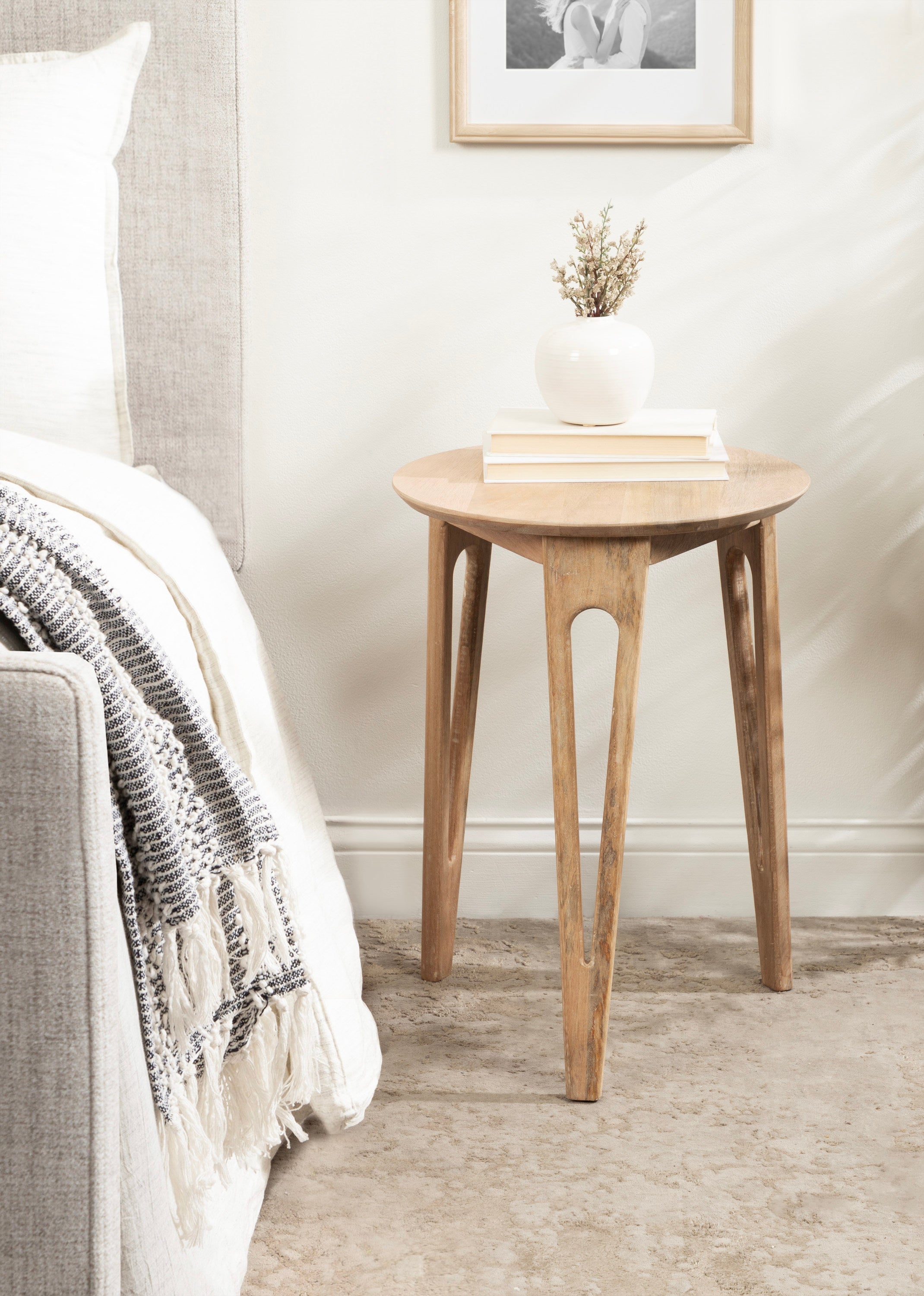 Side Table Natural Beige 16x16x22 6