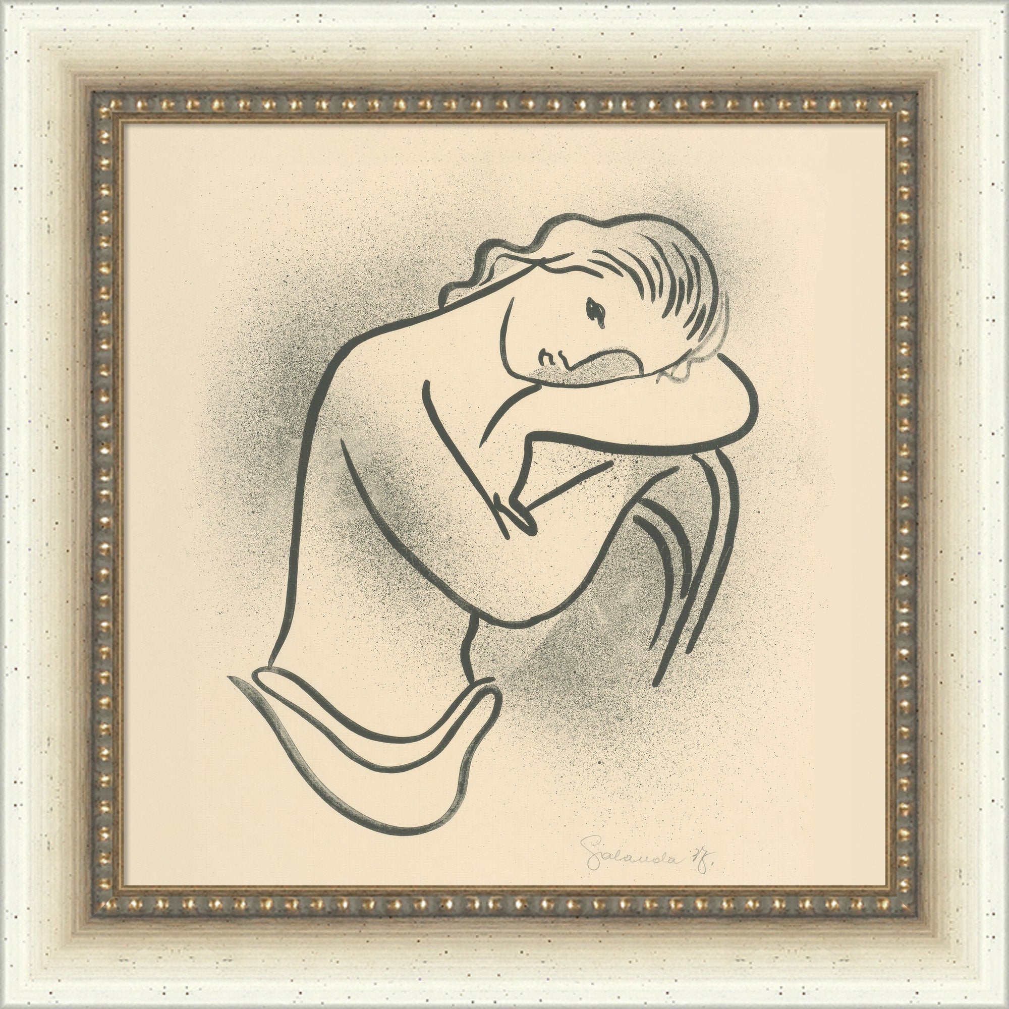 Mounted Canvas 10x10 Belmont Distress White 1