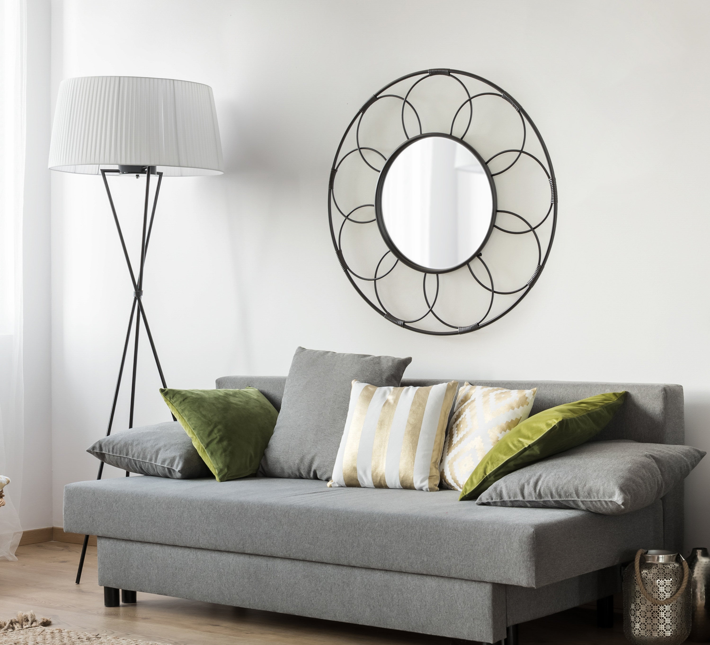 Round Mirror Black 34x34 7