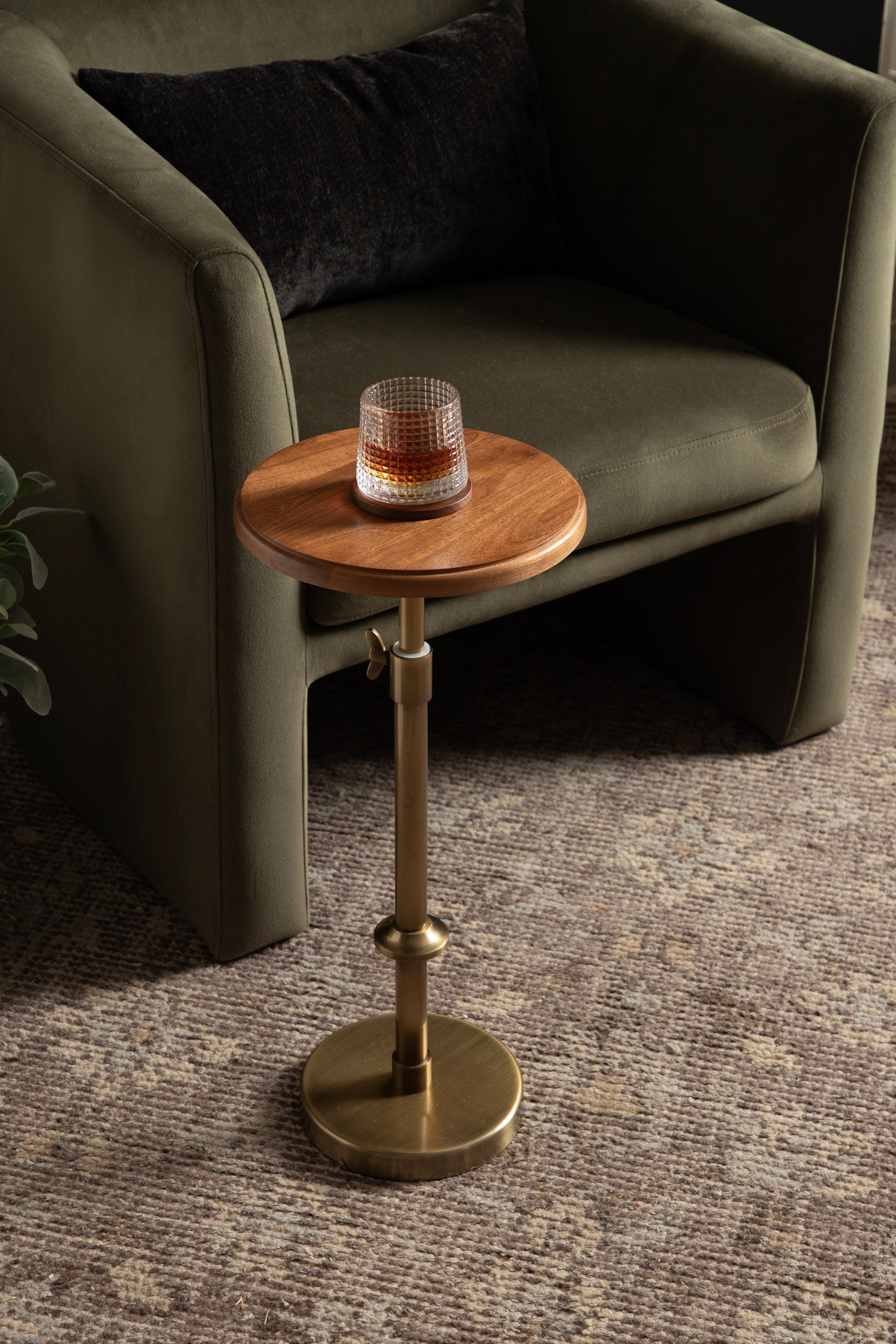 Drink Table Walnut Brown Gold 10x10x30 7