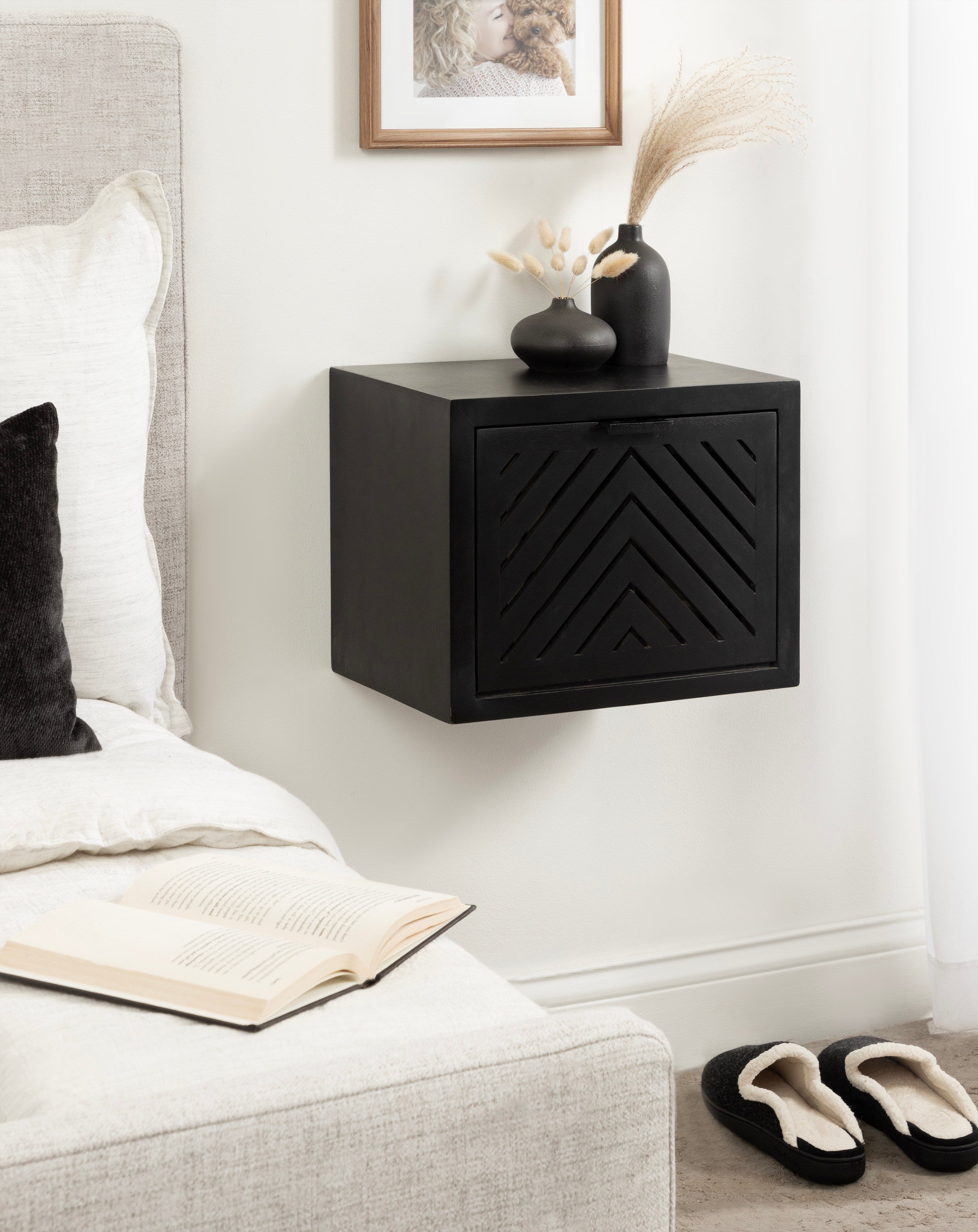 Floating Side Table Black 16x10x12 7