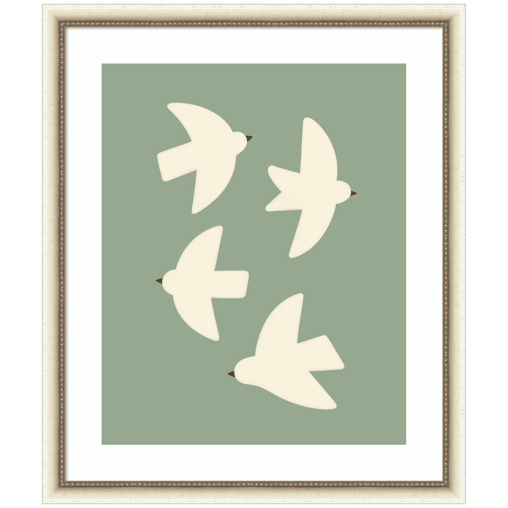 Minimalist Birds Poster 4 Green by Laura Moss Framed Wall Art Print