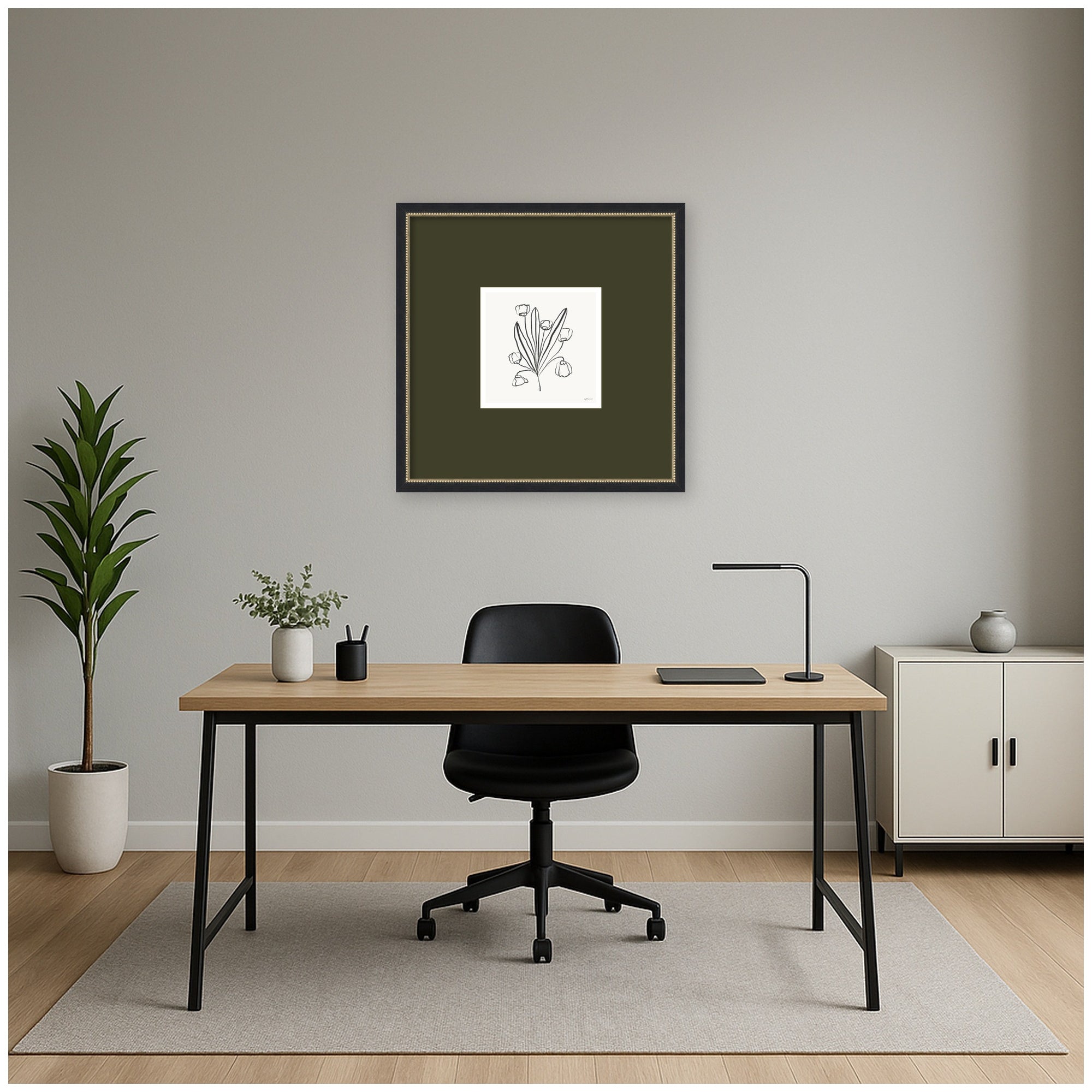 Framed Art 26x26 Green Matted to 11x11 Belmont Black 6