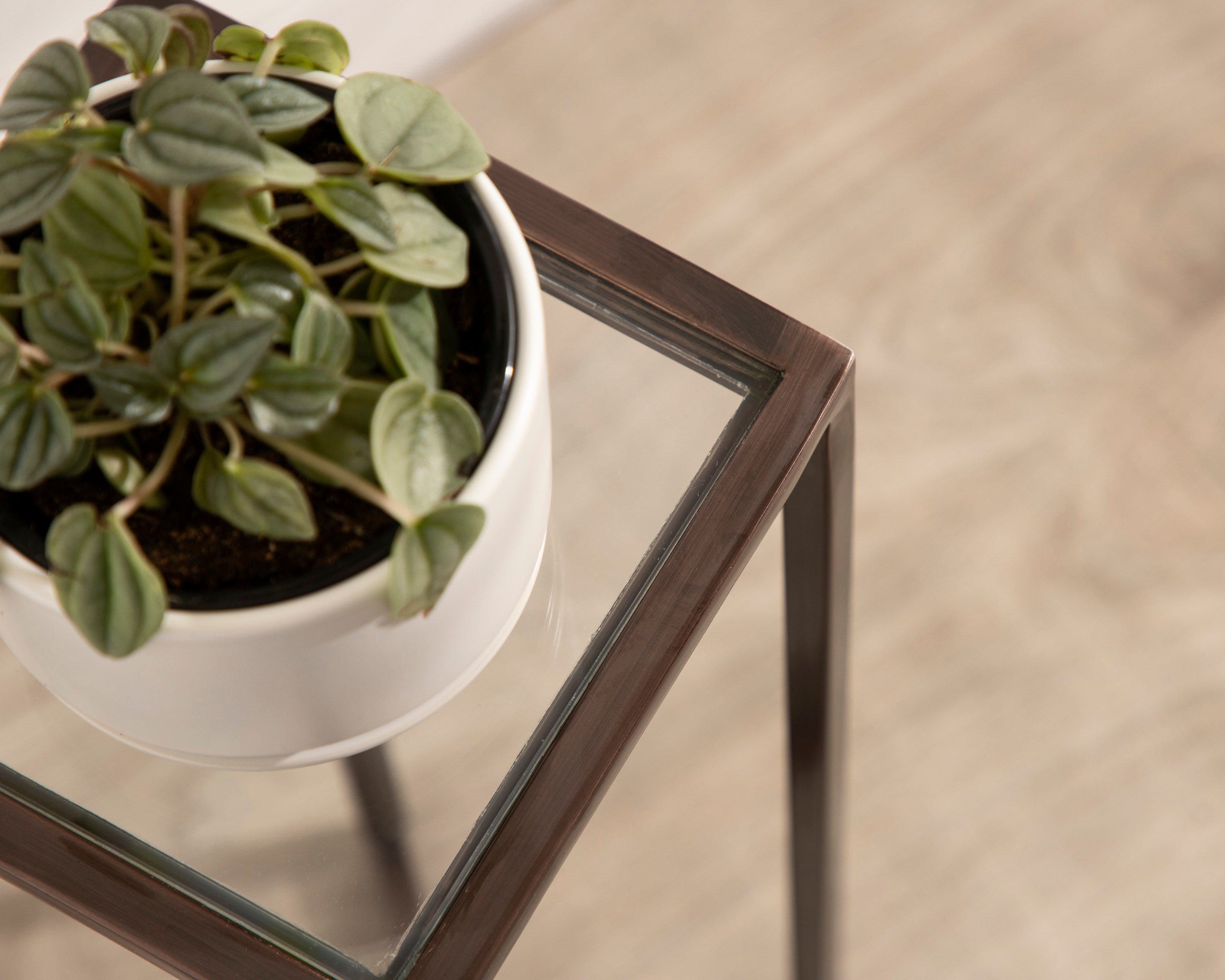 Side Table Clear Bronze 7x7x21 6