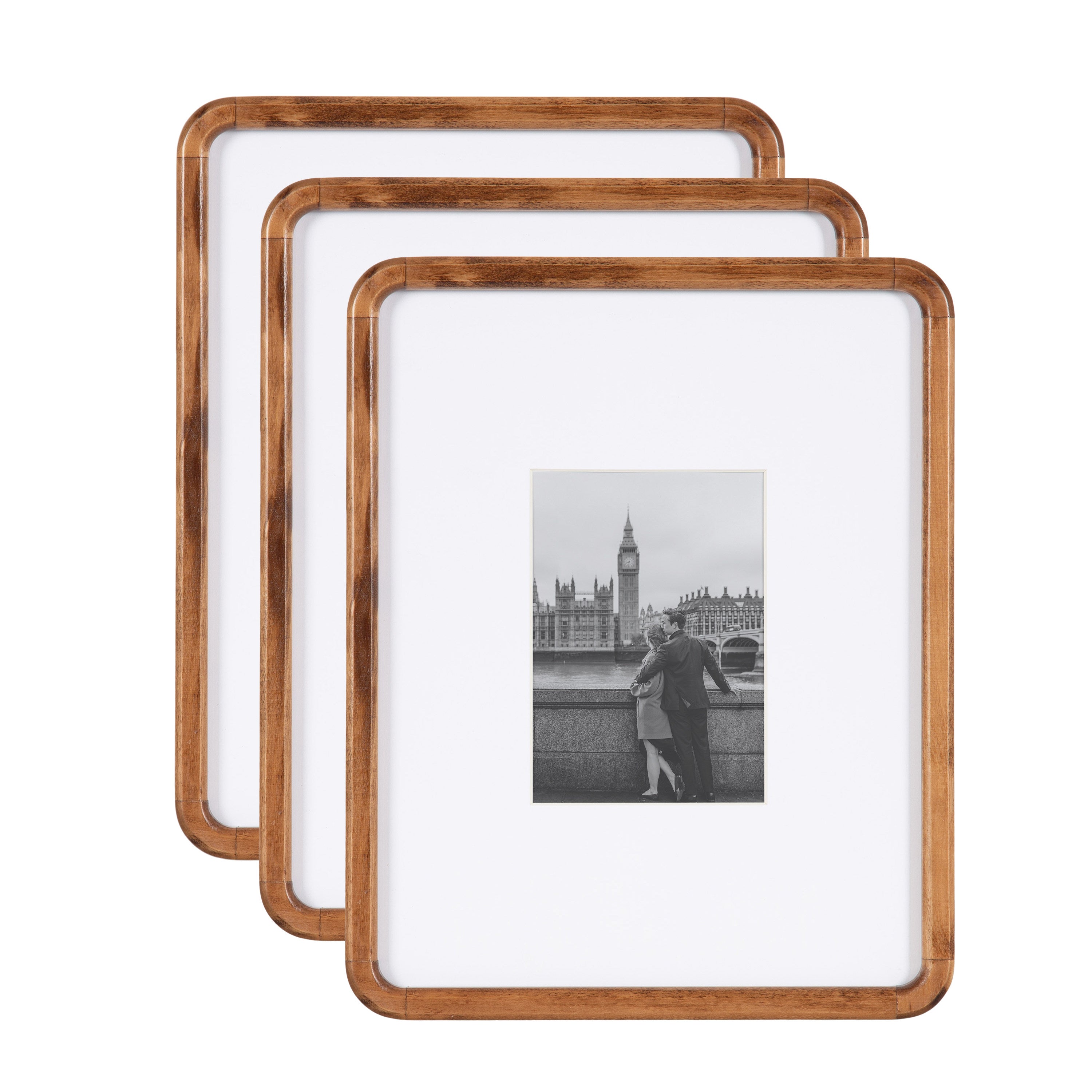 Wall Frame 11x14 matted to 5x7 Walnut Brown 1