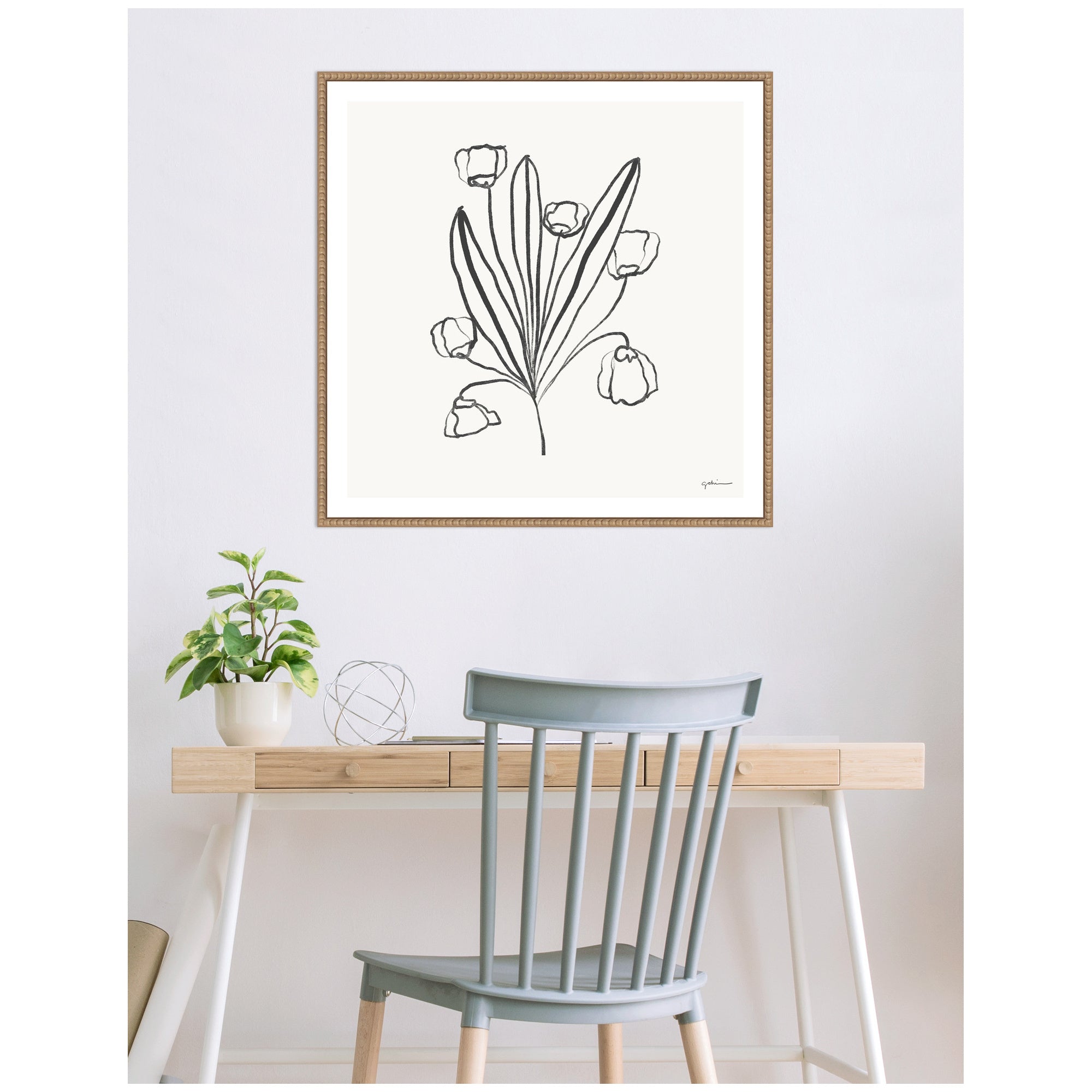 Floral Bouquet by Gabrielly Guedes Framed Canvas Wall Art Print
