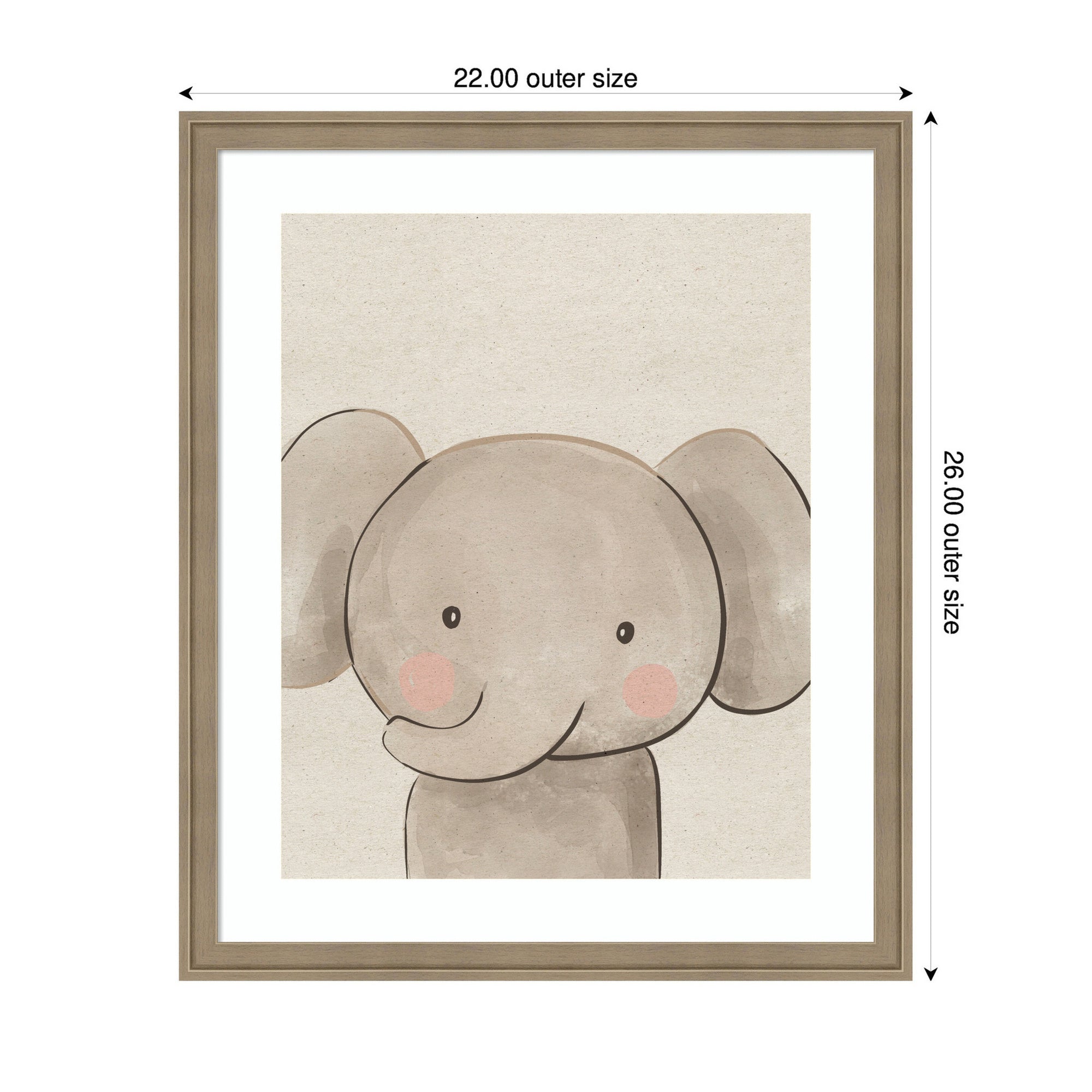 Baby Animal Elephant Natural by The Creative Bunch Studio Framed Wall Art Print