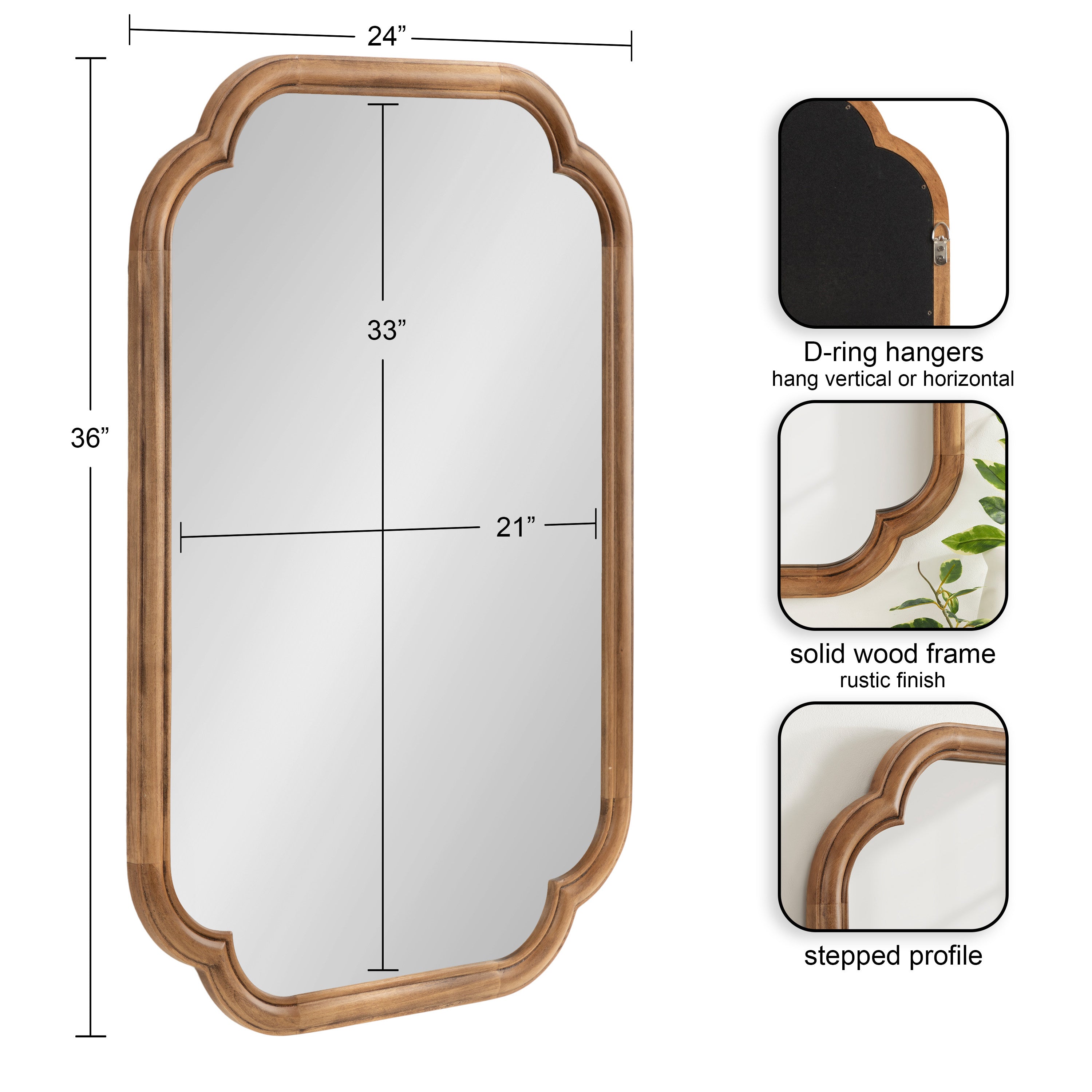 Scallop Mirror Rustic Brown 24x36 2
