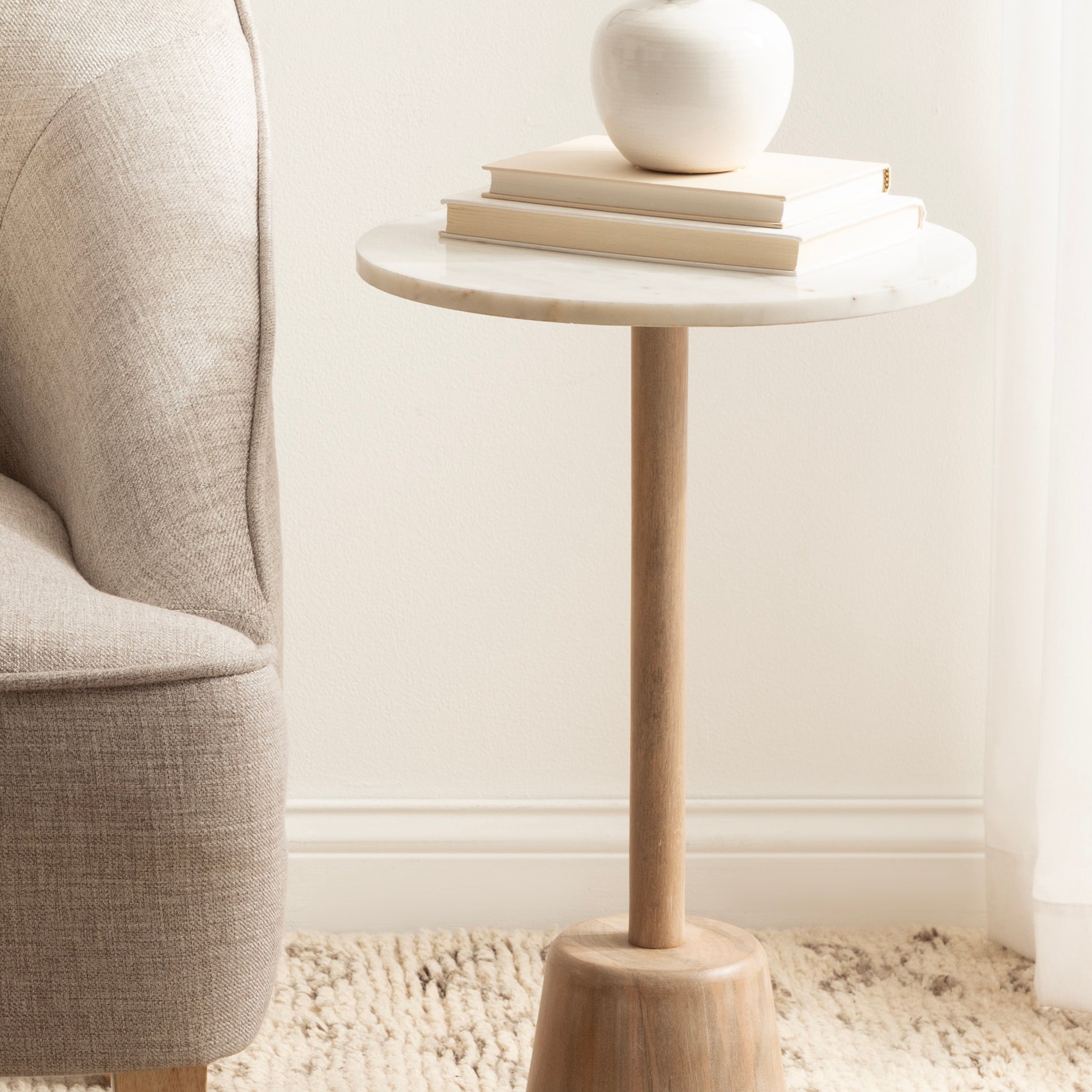 Side Table 14x14x24 White Natural 6