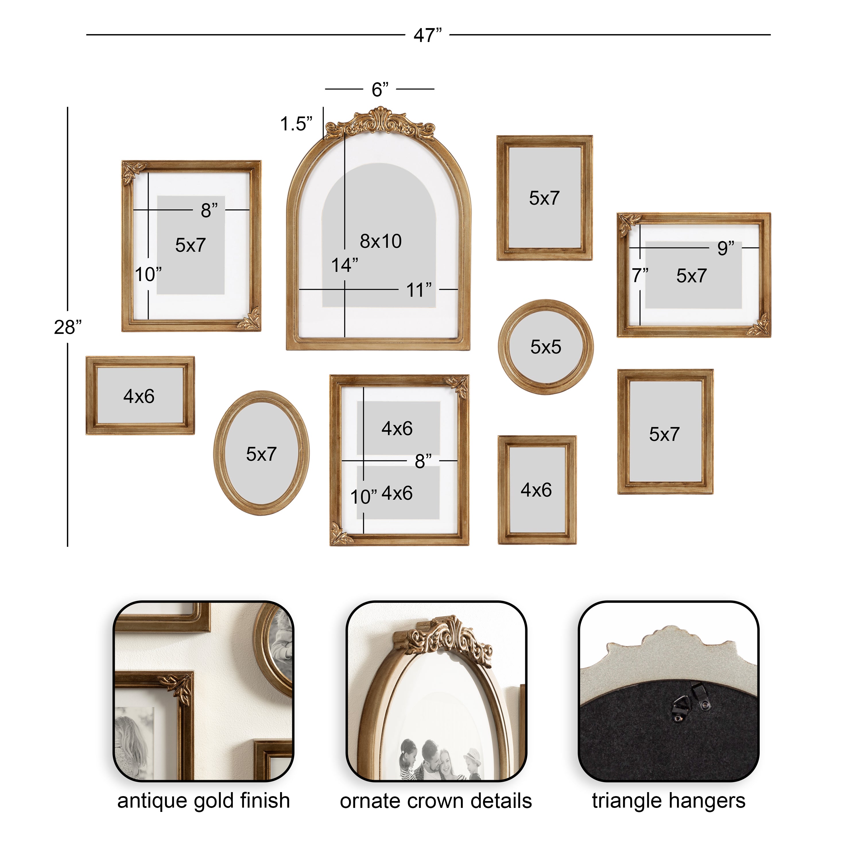 Frame Box Set 10 piece Gold 2