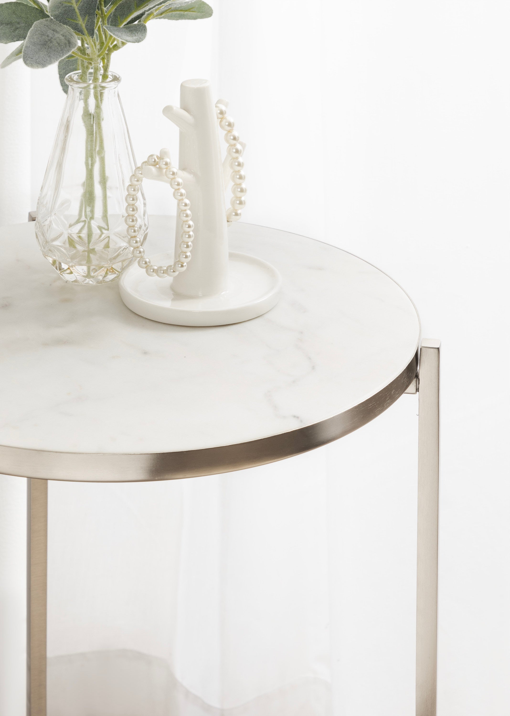 Side Table White Silver 15x15x24 7