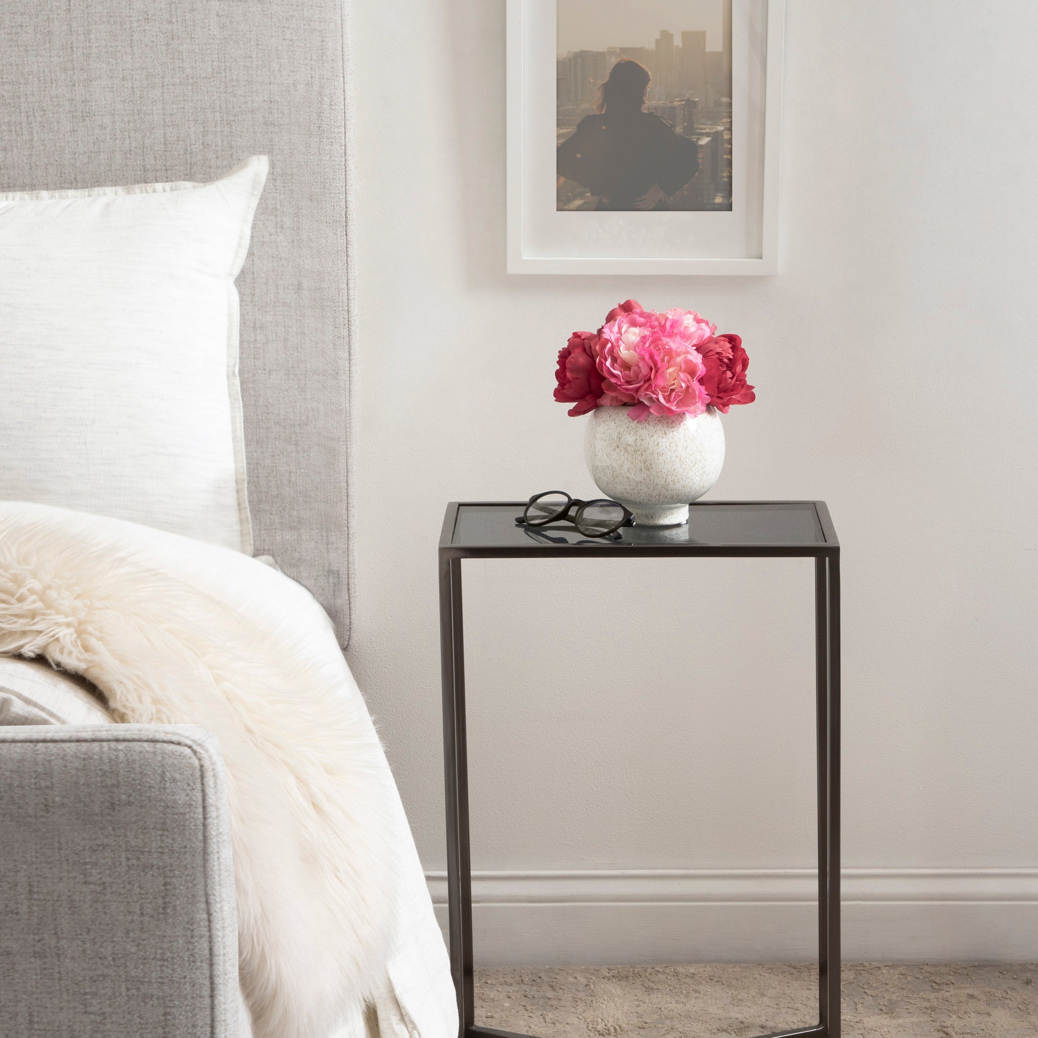 Side Table Black Pewter 16x8x24 5
