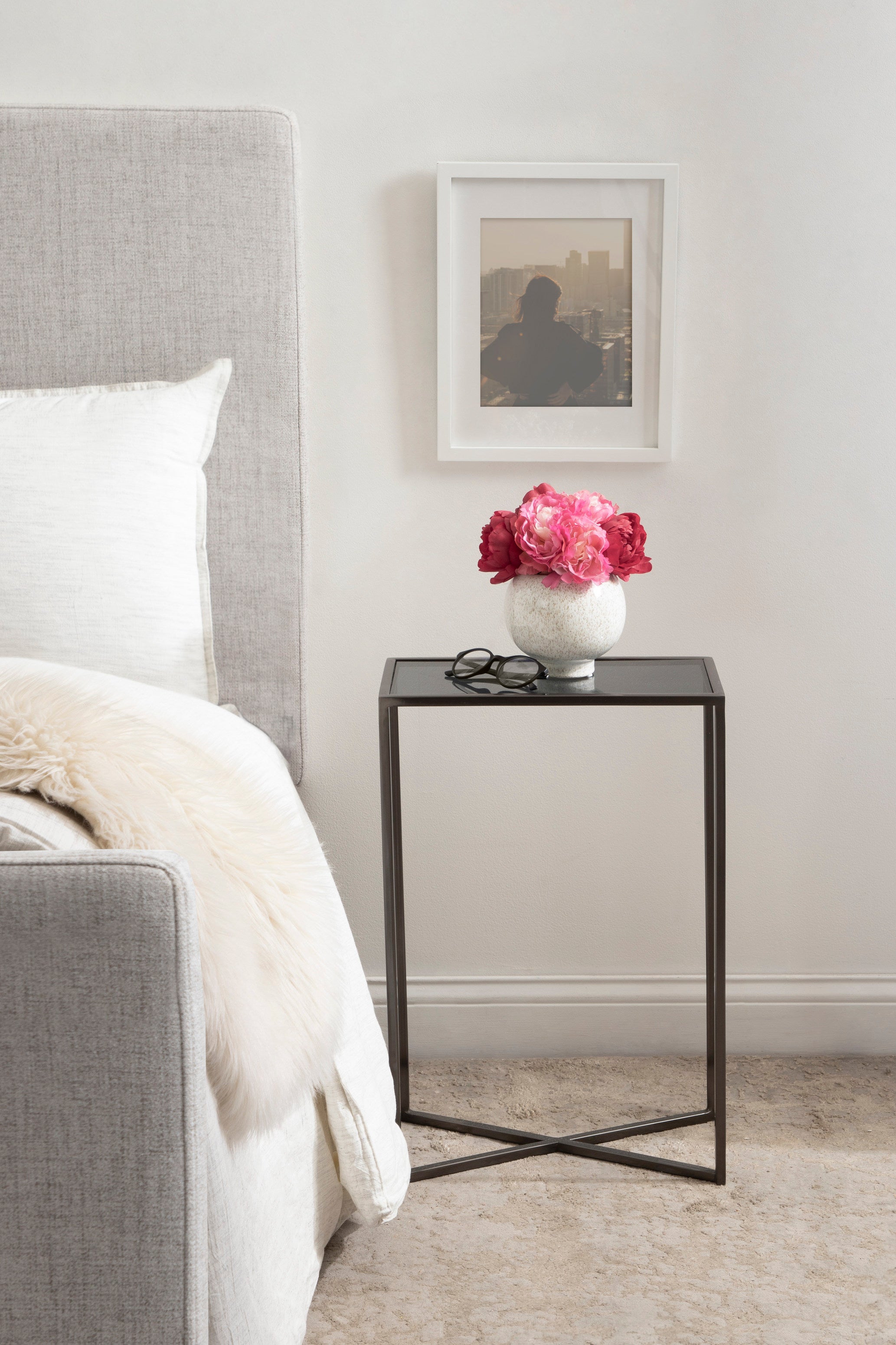 Side Table Black Pewter 16x8x24 5