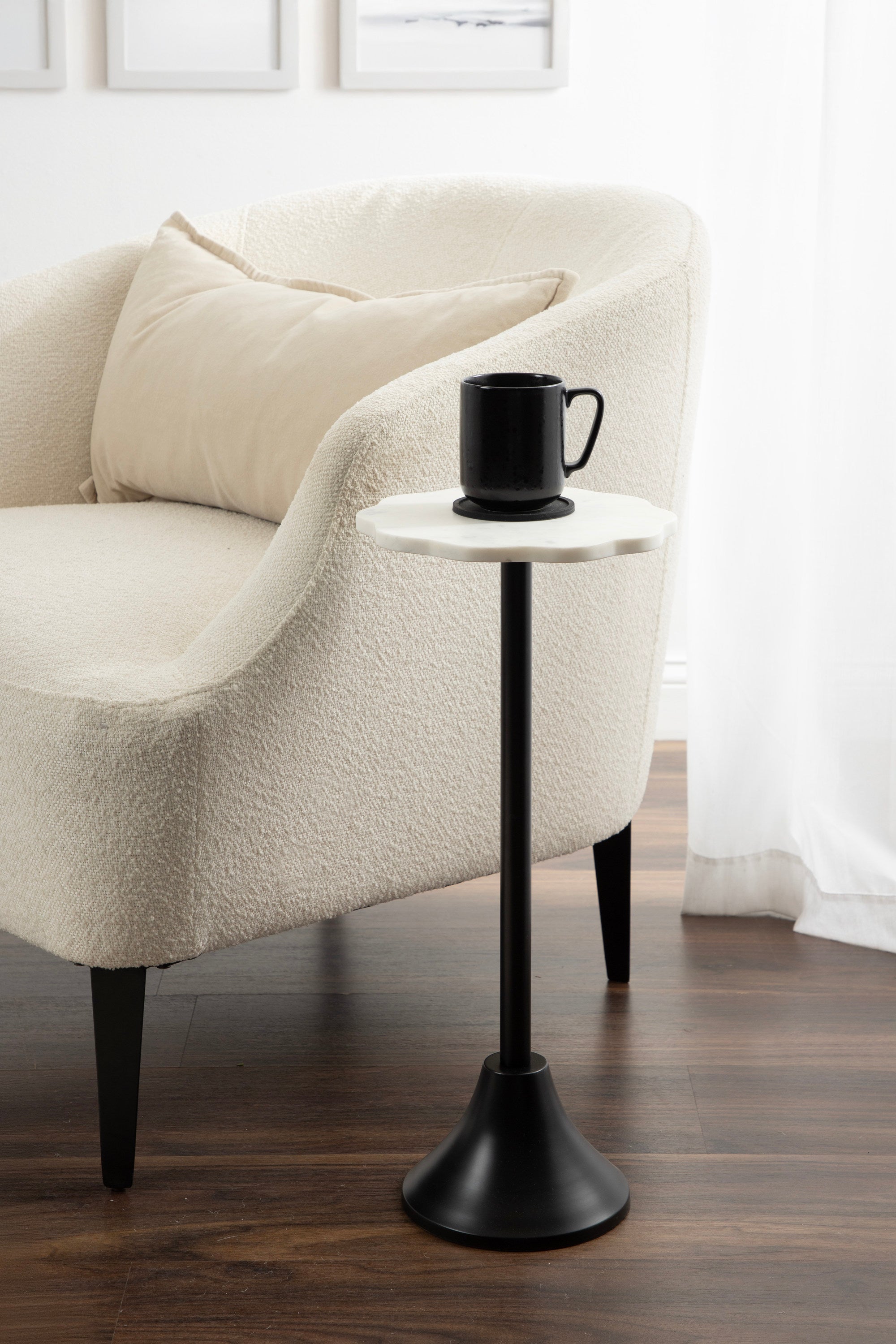 Side Table White Black 10x10x23 7