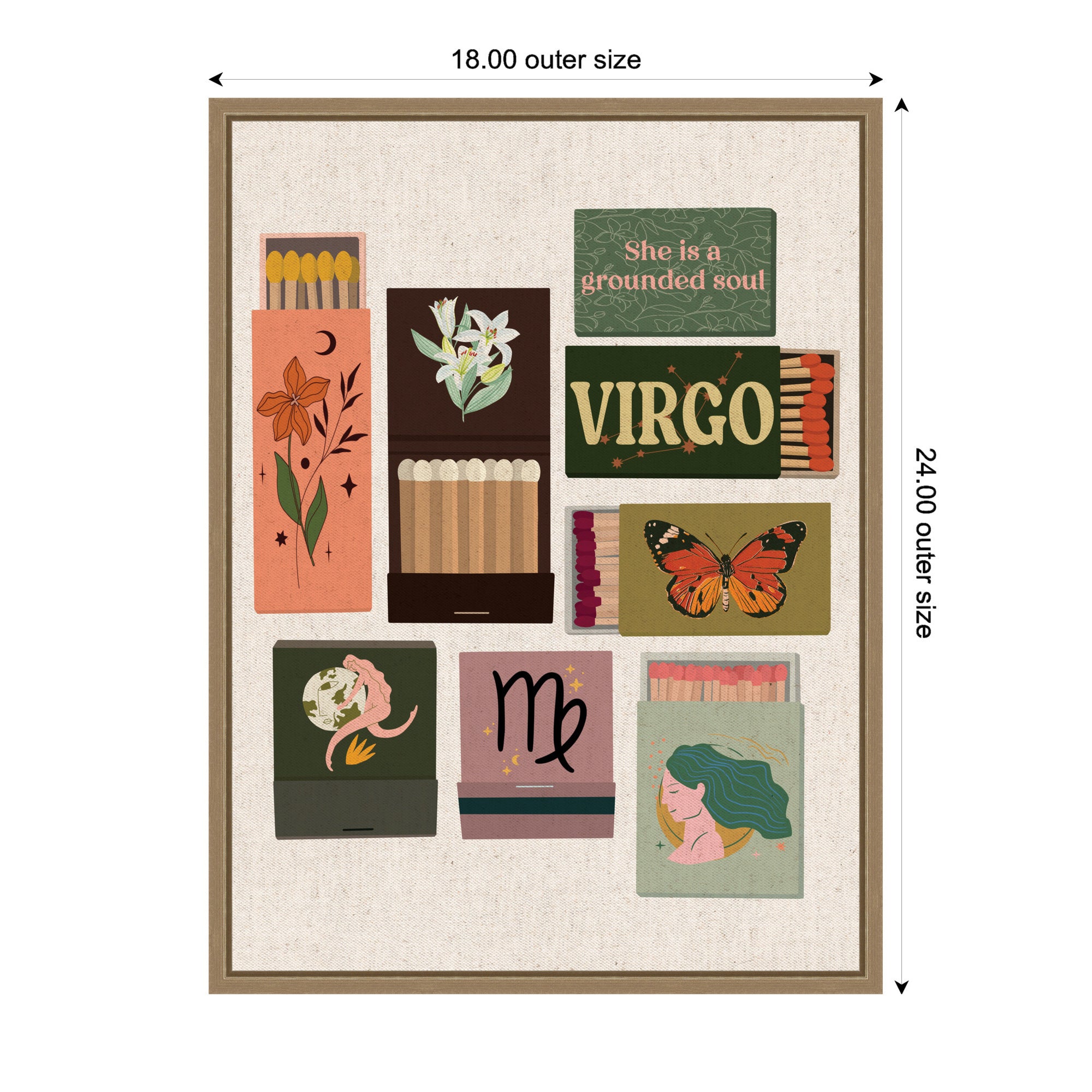 Virgo Matchbook Linen FC by Megan Ryan Framed Canvas Wall Art Print