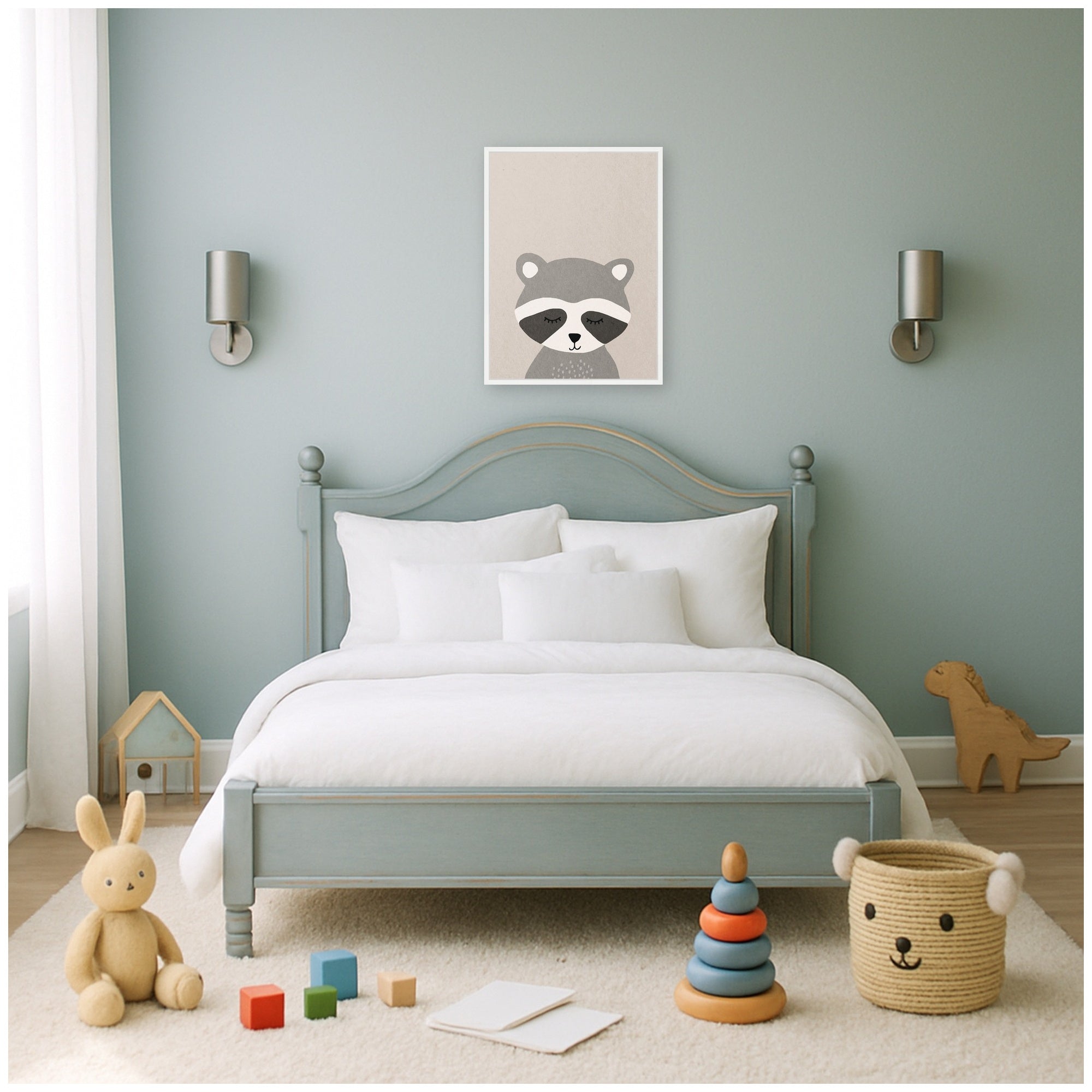 Raccoon by July Art Prints Framed Canvas Wall Art Print