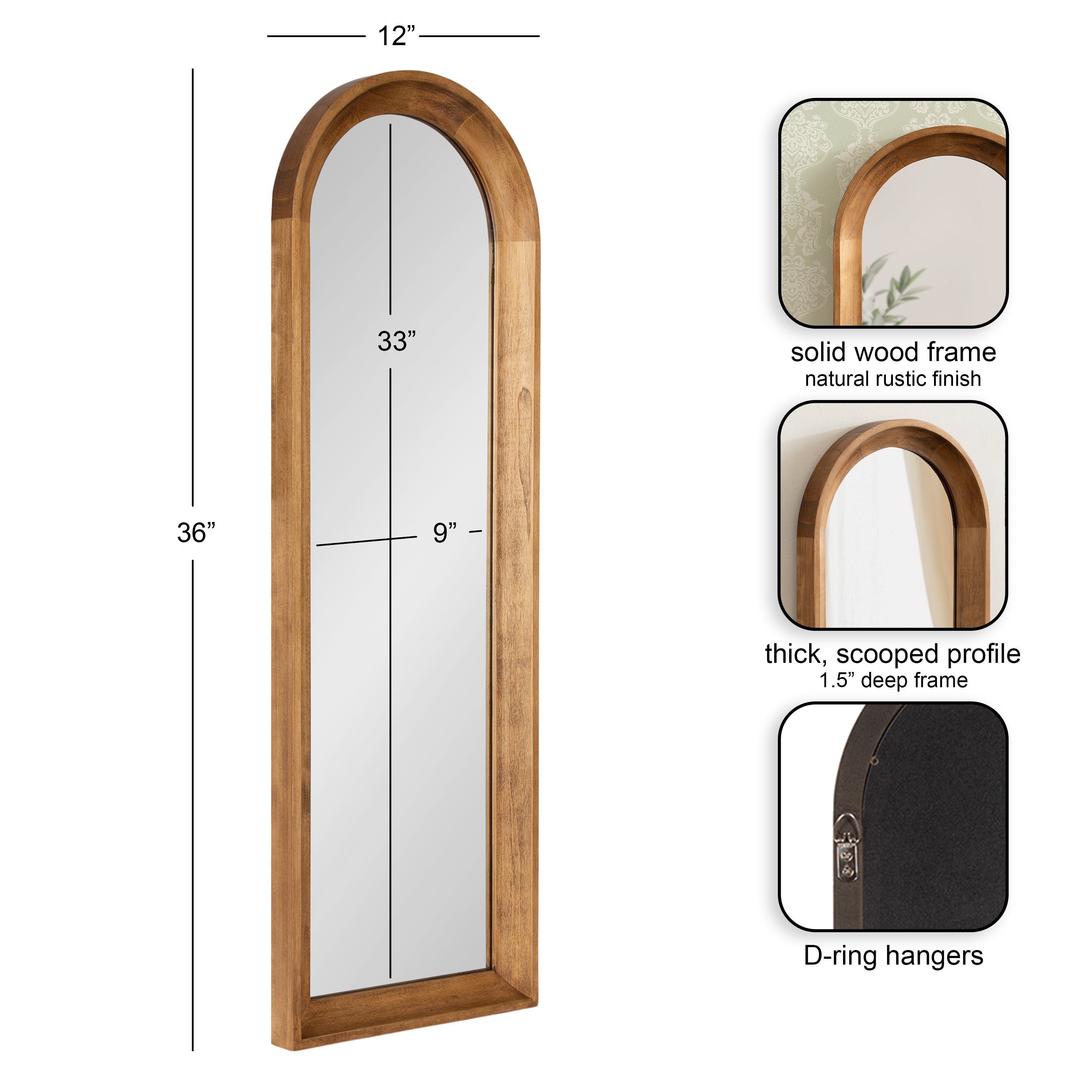 Arch Mirror Rustic Brown 12x36 2