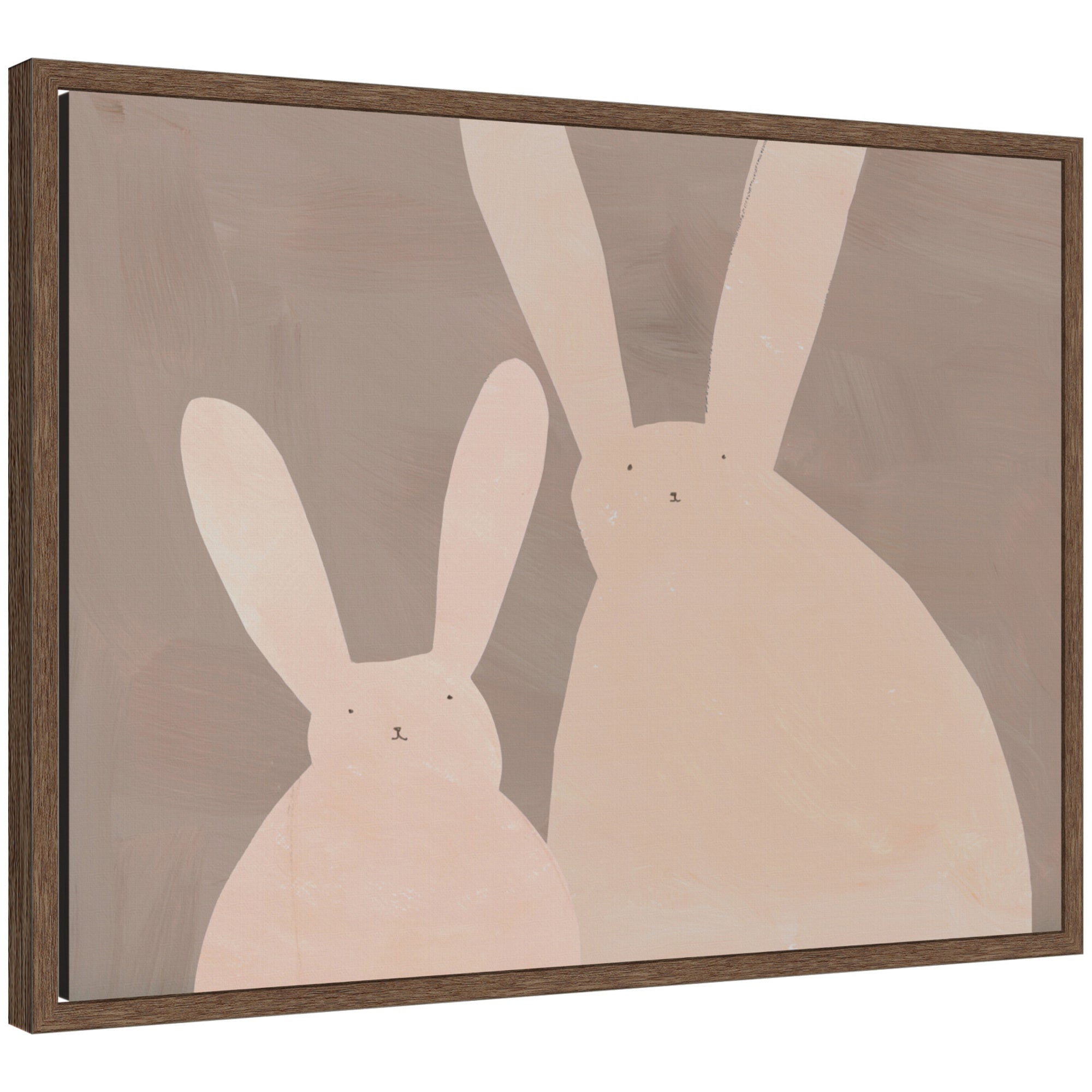 Bunny Mama and Baby by Alicia Abla Framed Canvas Wall Art Print