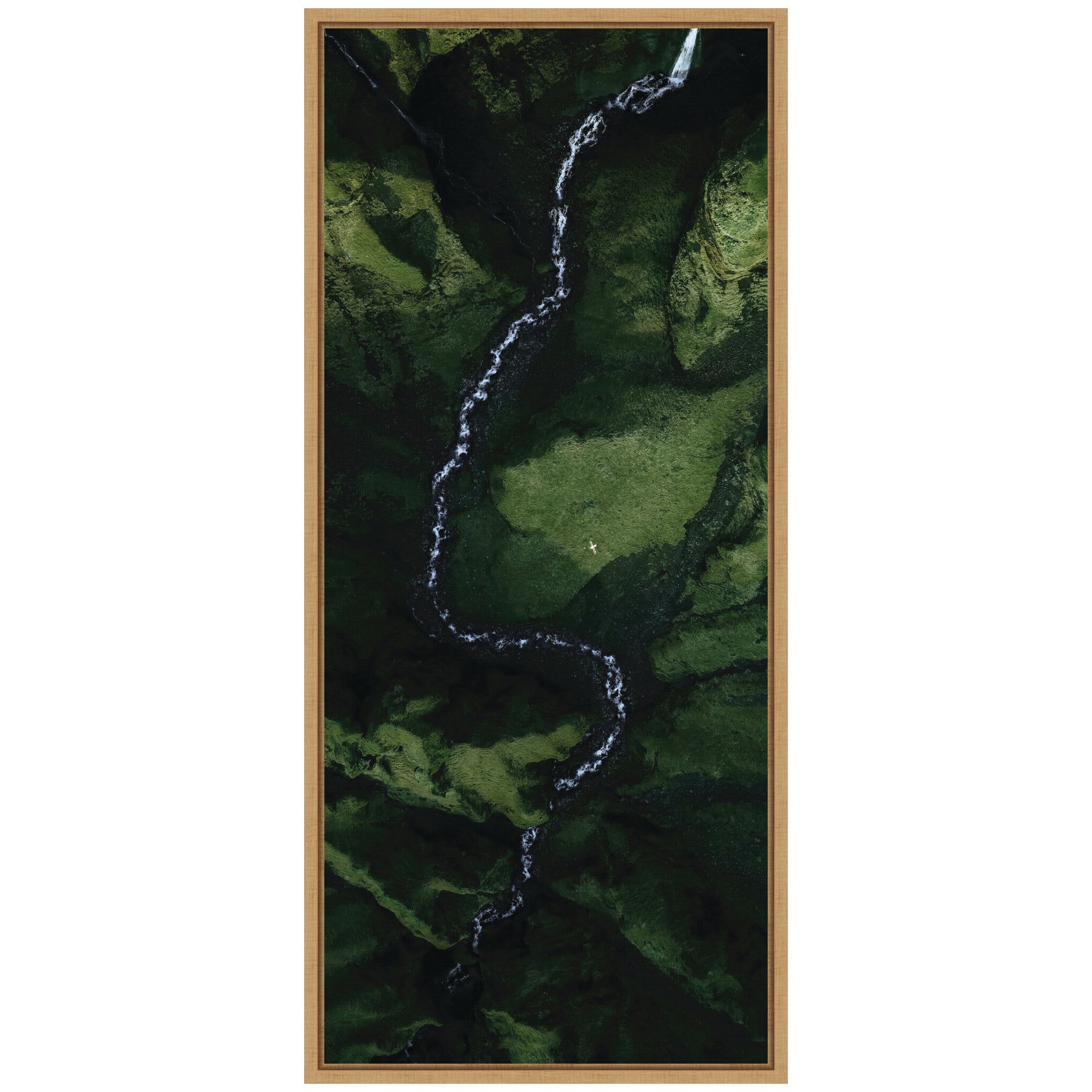 Sylvie Aerial View of a Winding River in a Green Valley in Iceland Framed Canvas by Michael Schauer