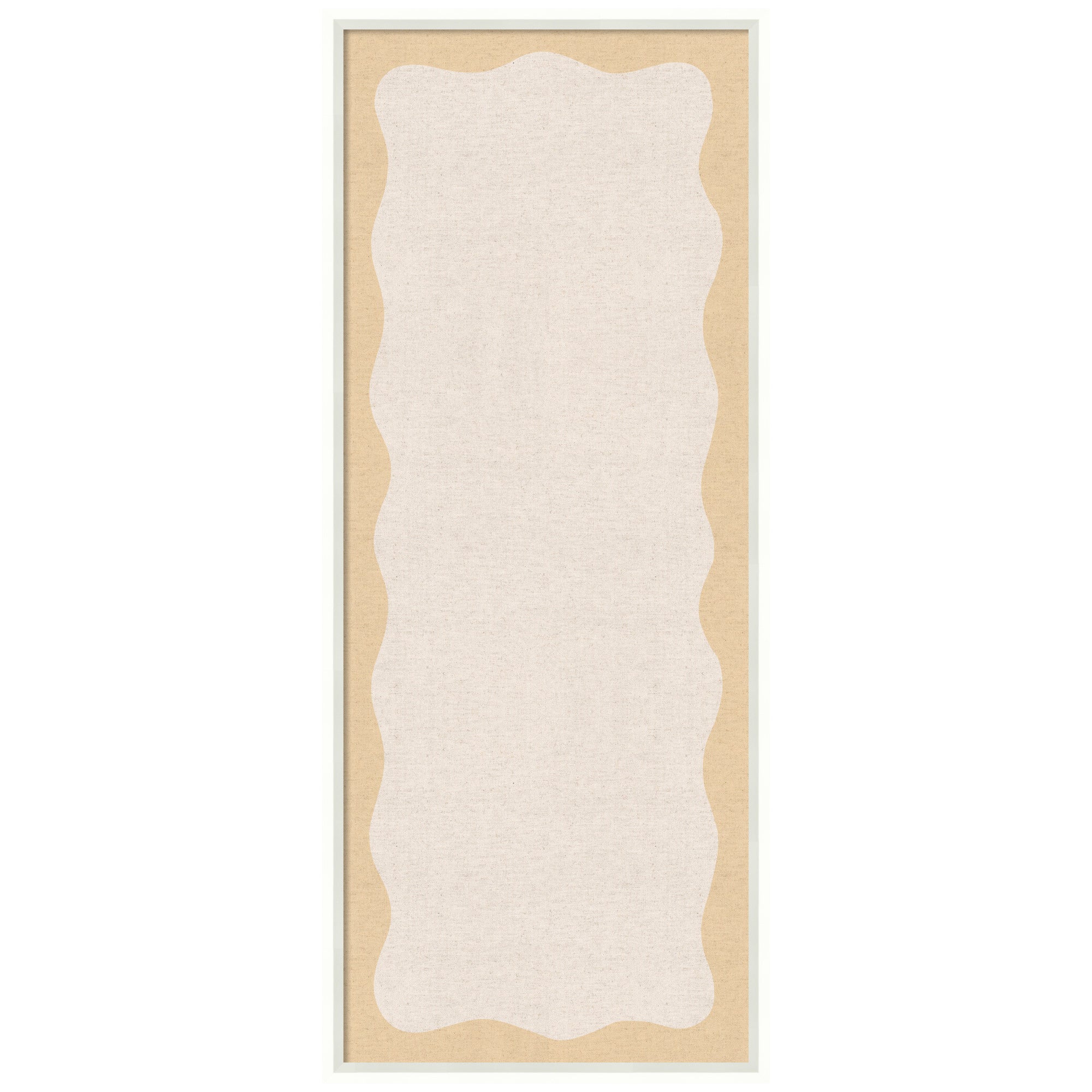 Framed Fabric Pinboard Wavy Neutral Linen and Yellow Wall Organization