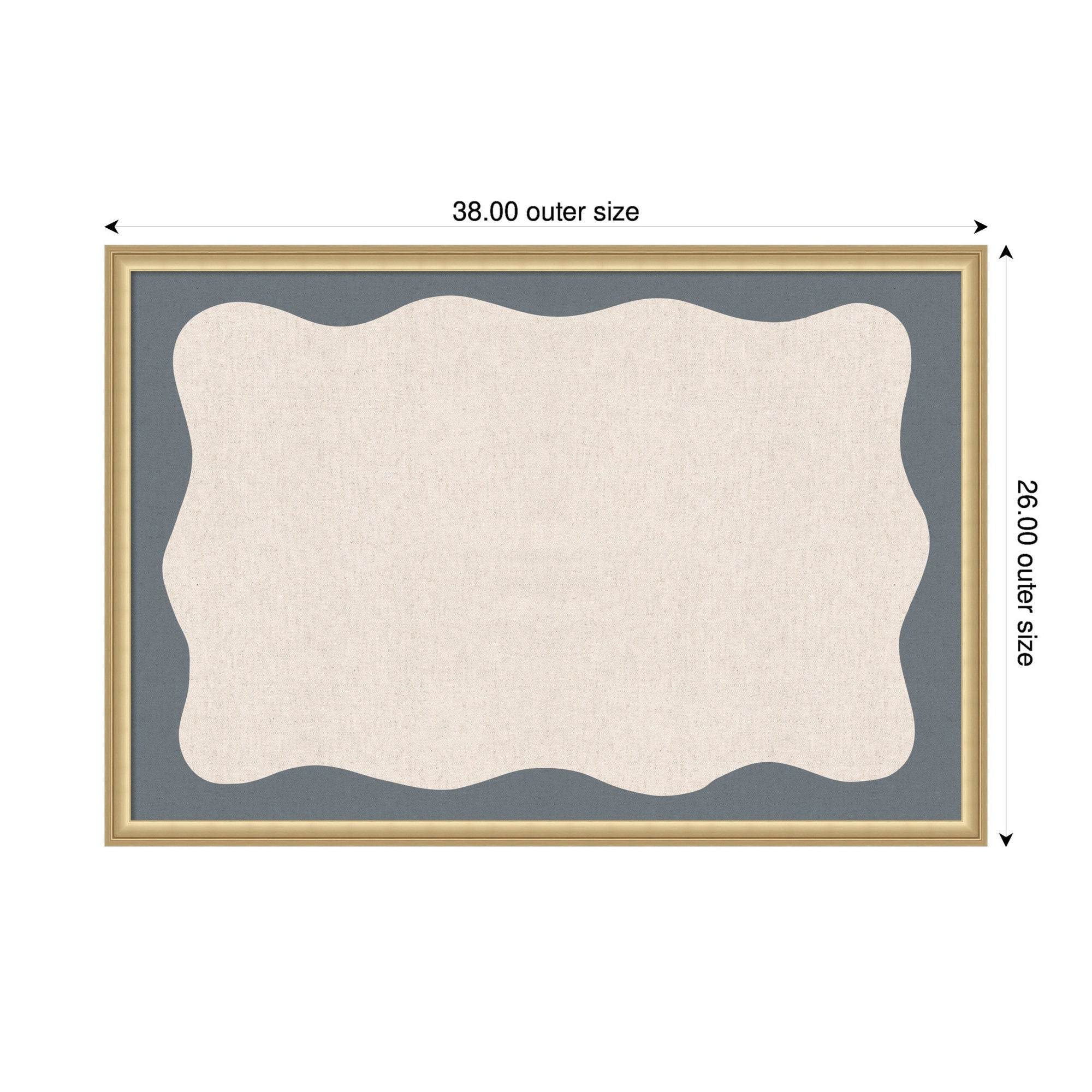 Framed Fabric Pinboard Wavy Linen and Smokey Blue Wall Organization