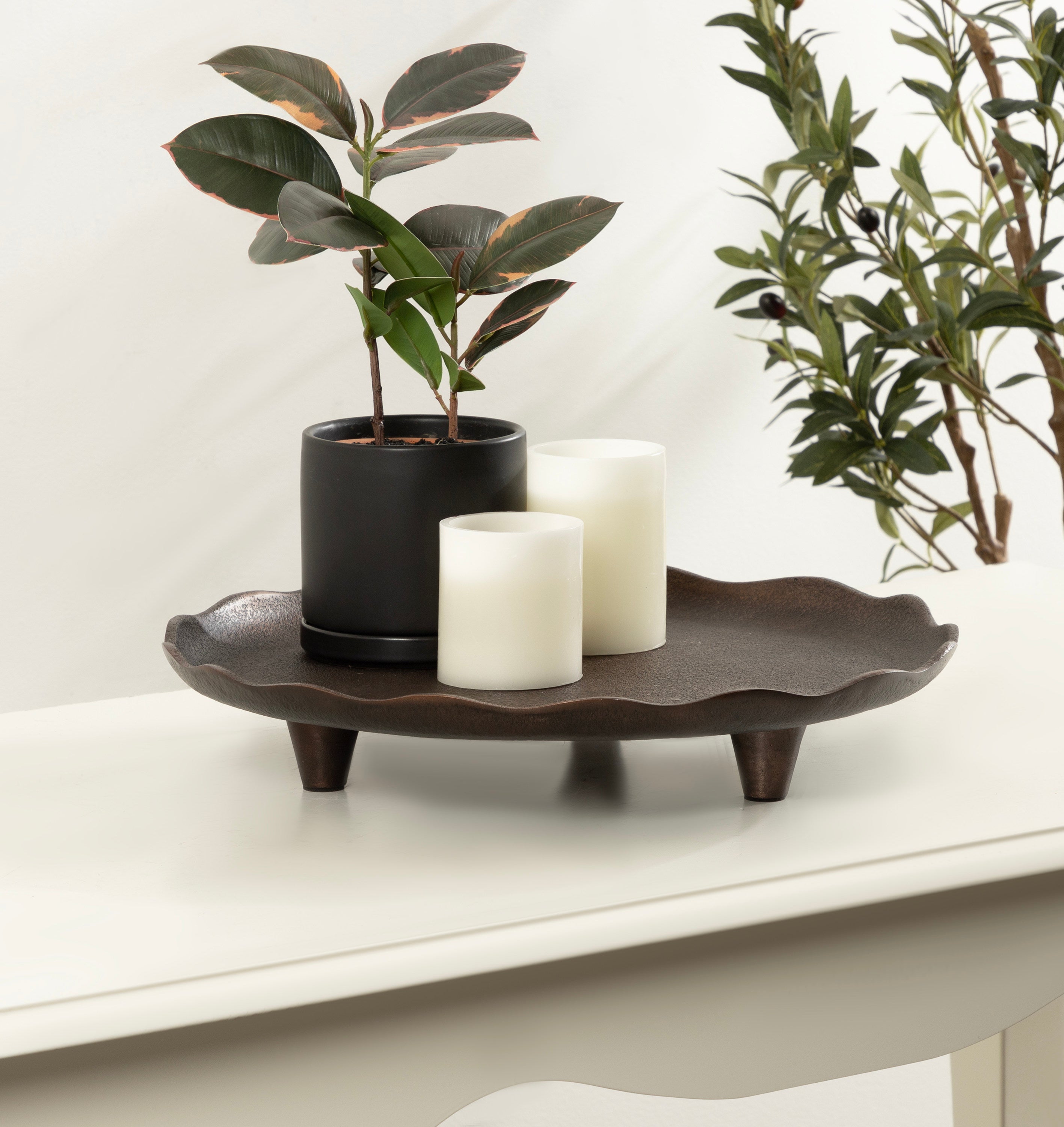 Serving Tray 16" Diameter Bronze 7