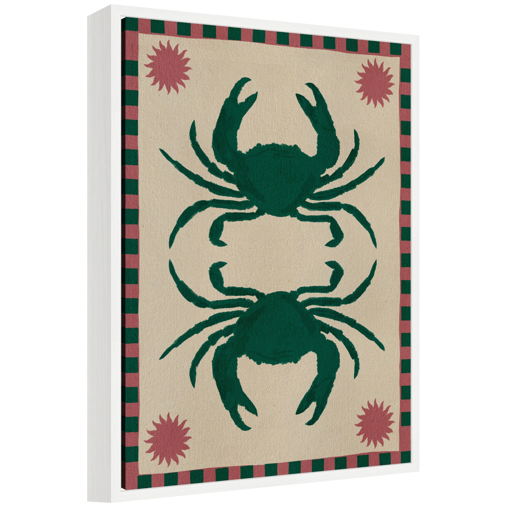 Sylvie Lush Duo 6 Crabs Framed Canvas by Shatha Al Dafai