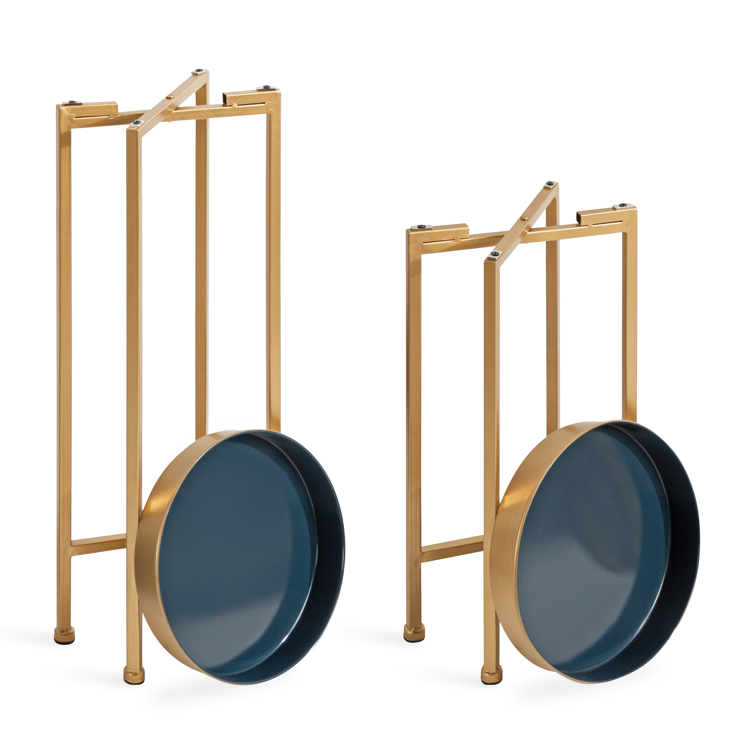 Nesting Table Navy Blue Gold 2 Piece 4