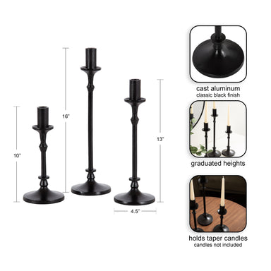 Candle Holder Black 3 Piece 2