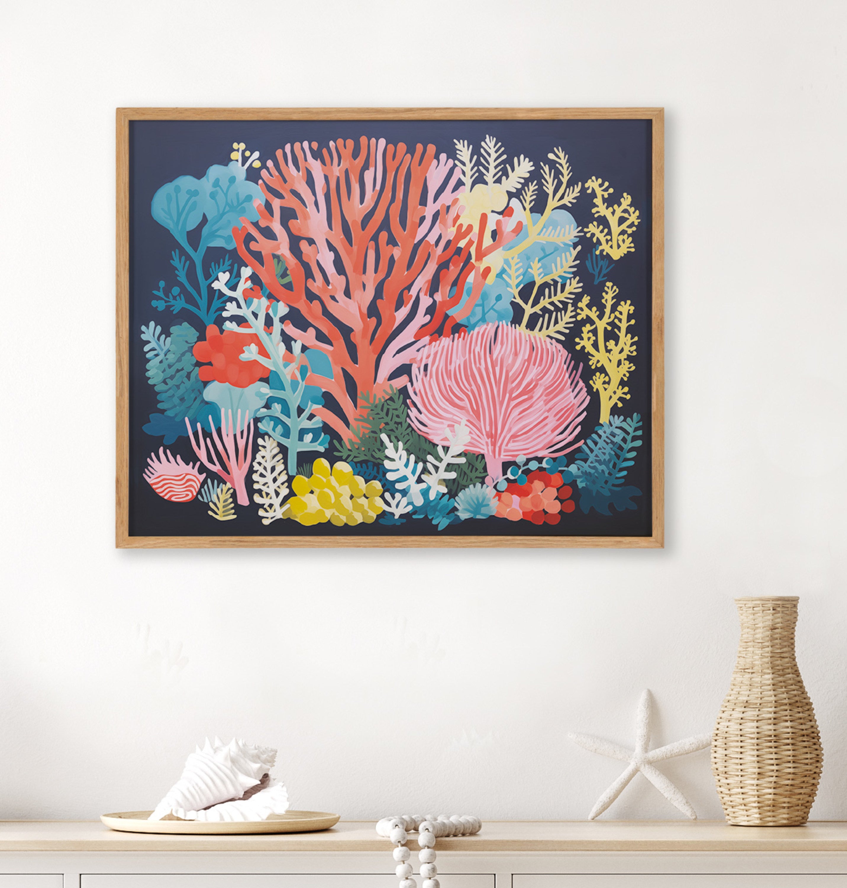Gallery Bright Coral Underwater Ocean Print by The Creative Bunch