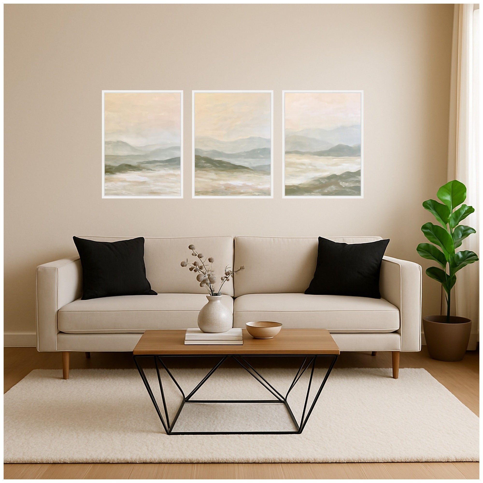Framed Canvas Sylvie White 3 Piece Set 18x24 5
