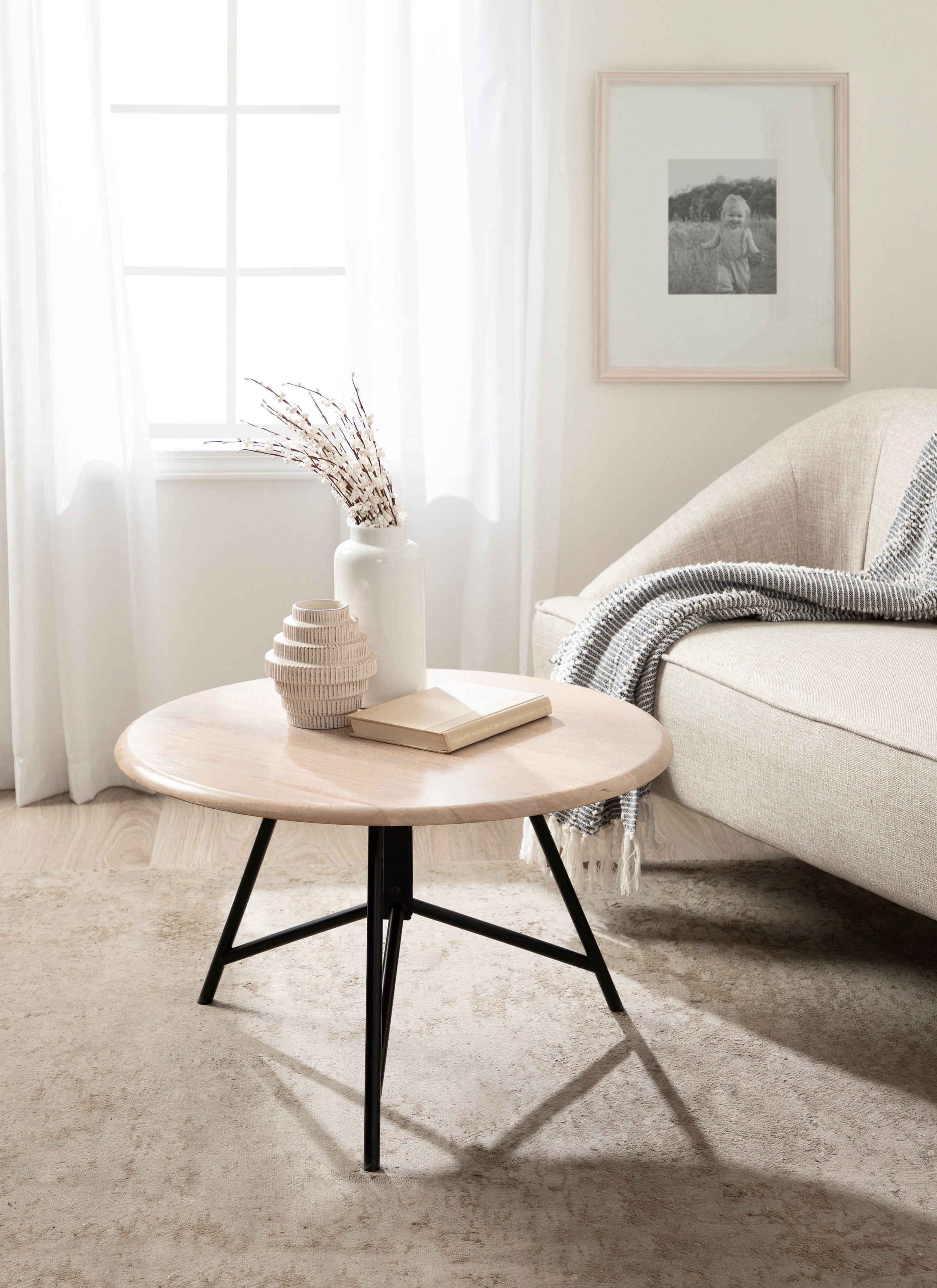 Coffee Table Whitewash Black 28x28x18 7