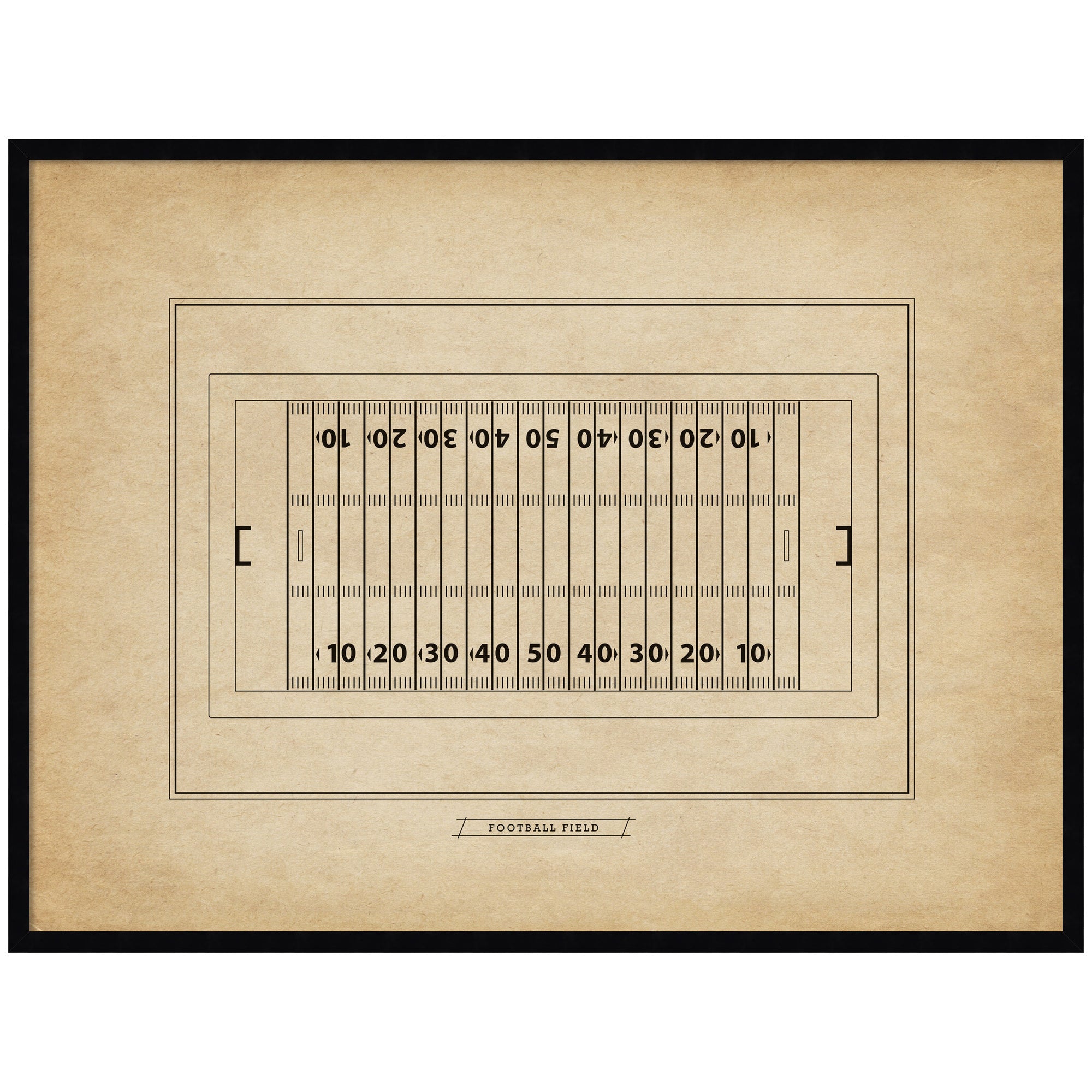 Vintage Sports Football Field Diagram Horizontal by The Creative Bunch Studio Framed Wall Art Print