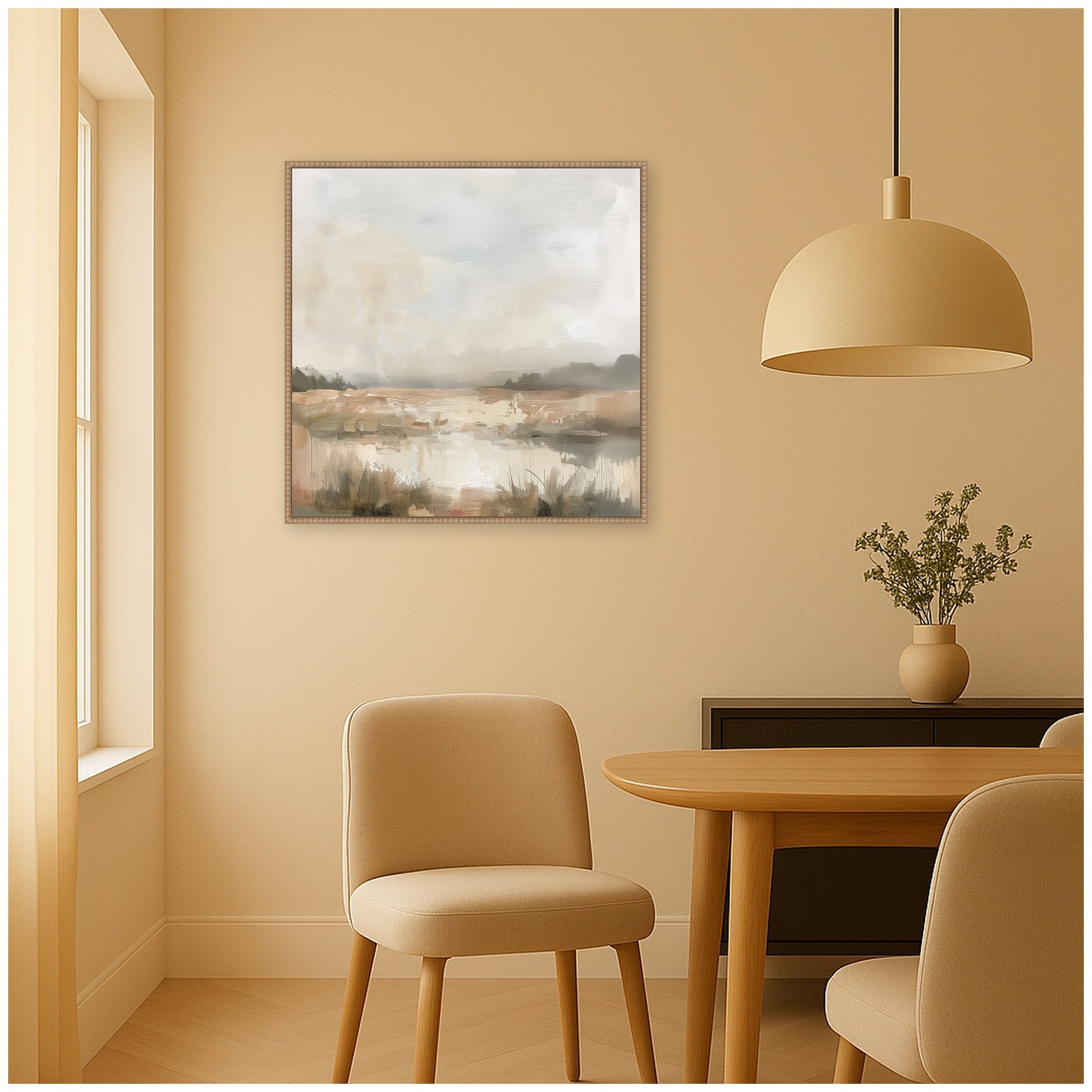 Framed Canvas 30x30 Sylvie Beaded Rustic Natural 7
