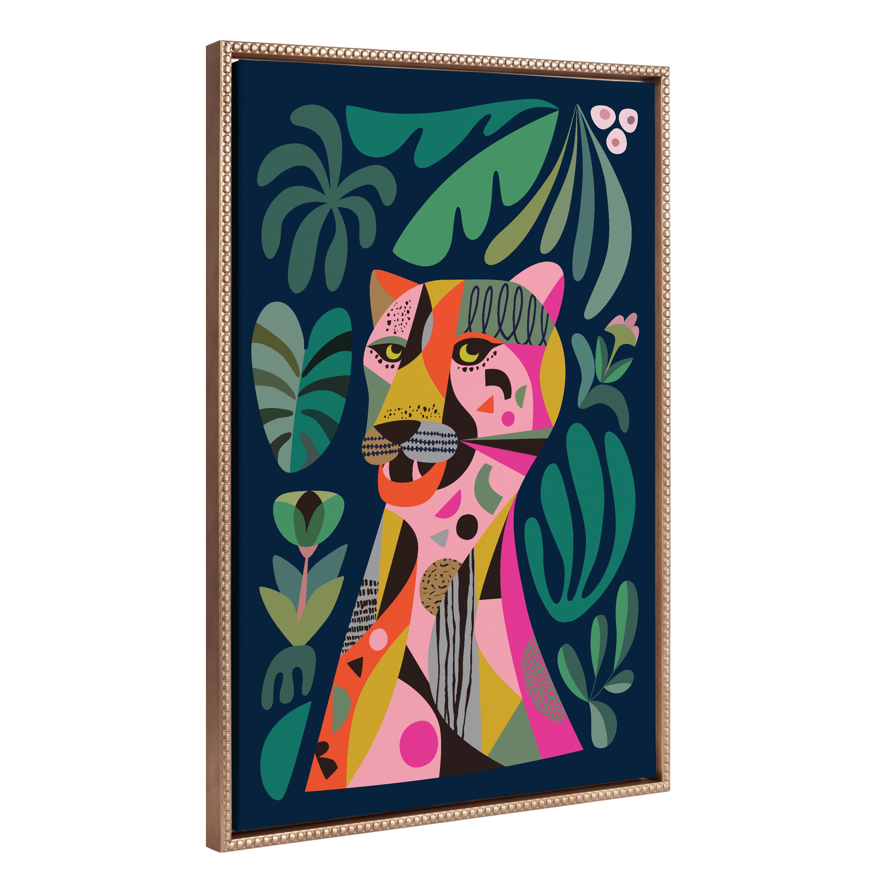 Sylvie Beaded Leopard Framed Canvas by Rachel Lee