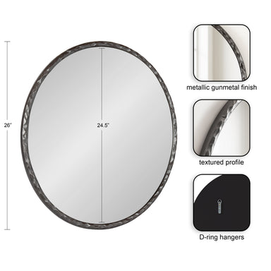 Round Mirror Pewter 26x26 2