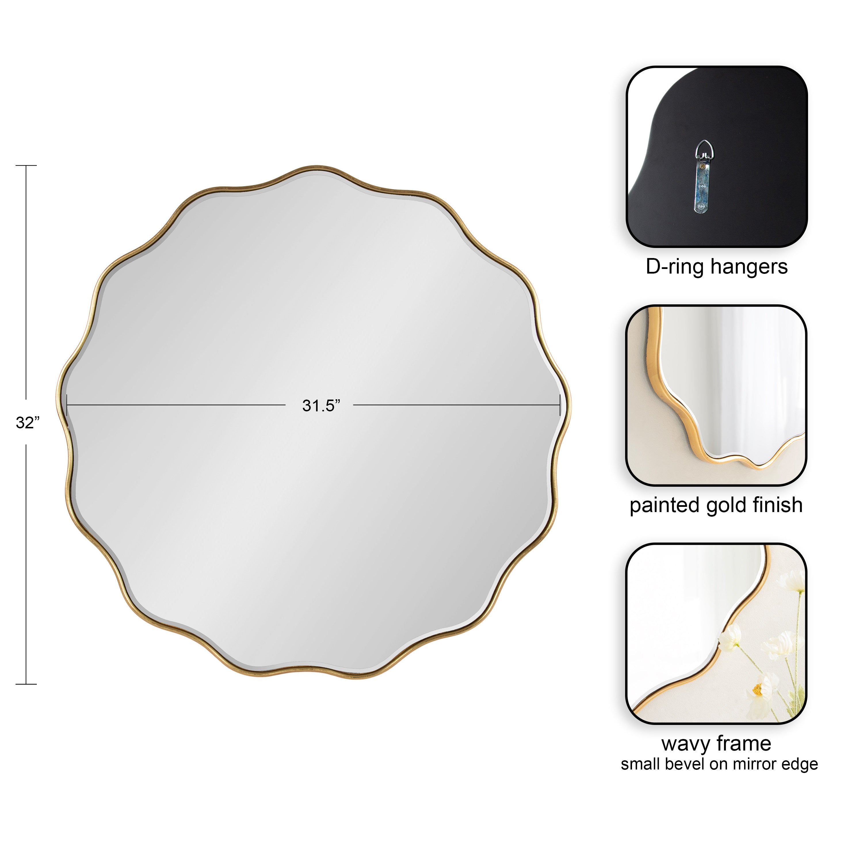 Viona Round Scalloped Mirror
