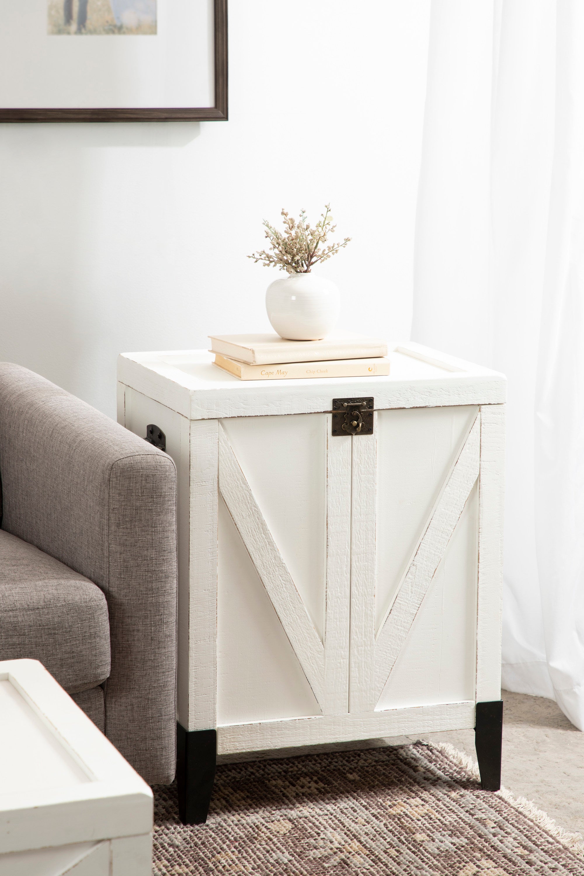 Cates Wood Side Table with Trunk Storage