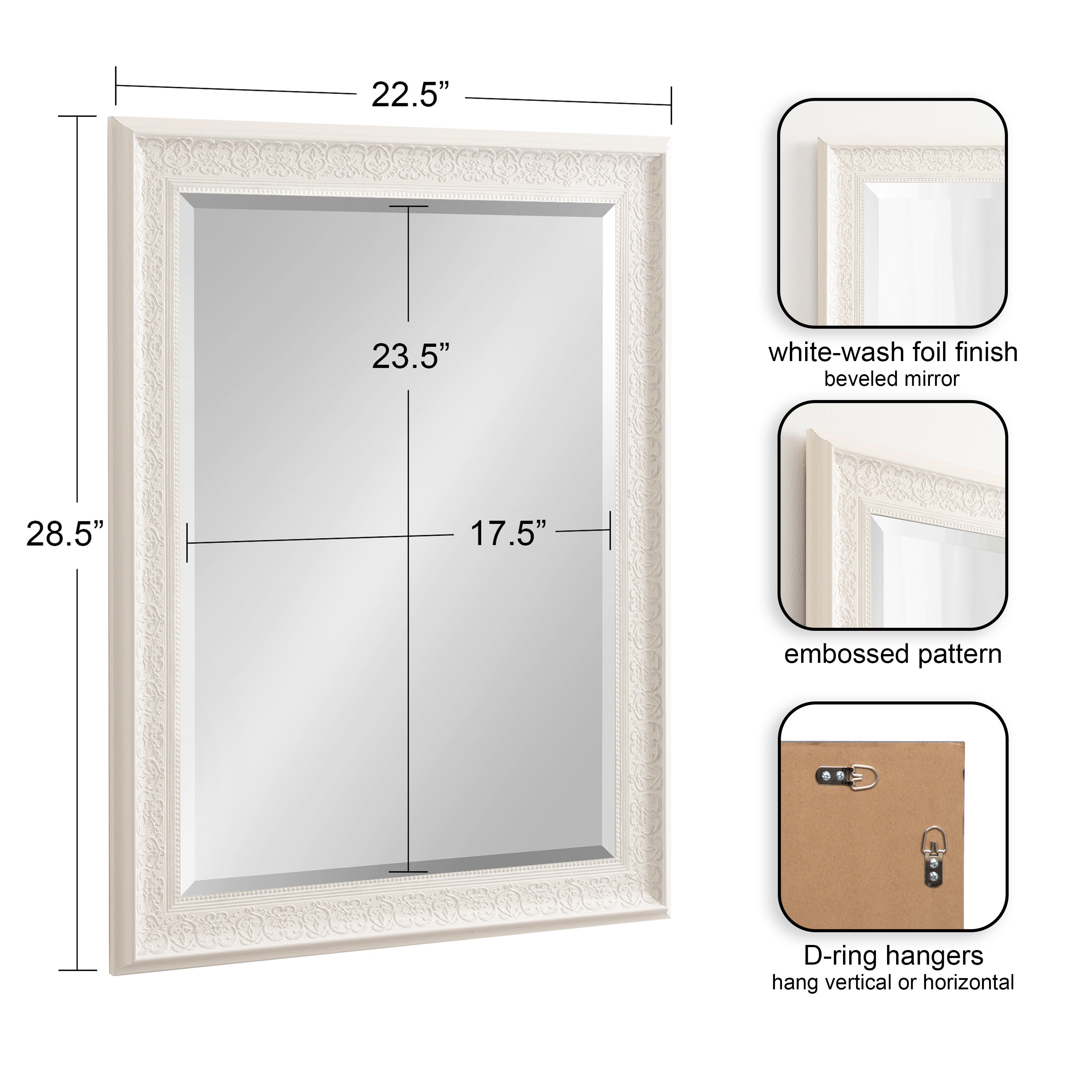 Rectangle Mirror White 22.5x28.5 2