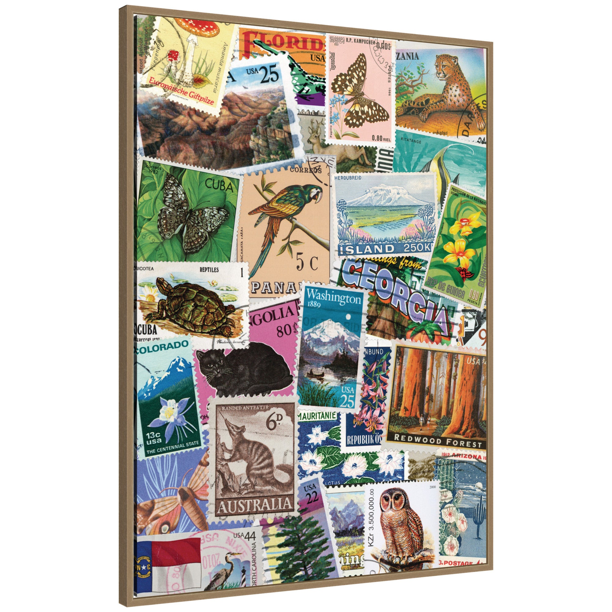 Vintage Stamps by Megan Ryan Framed Canvas Wall Art Print