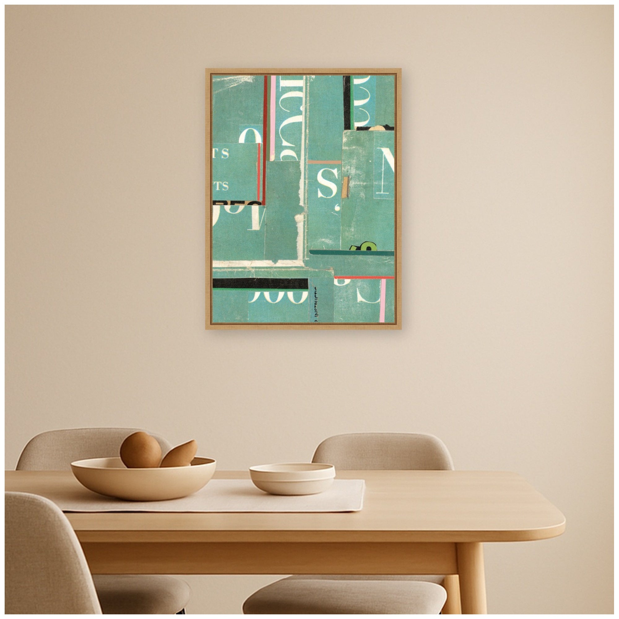 Typography Green FC by Felicia Dadak Framed Canvas Wall Art Print