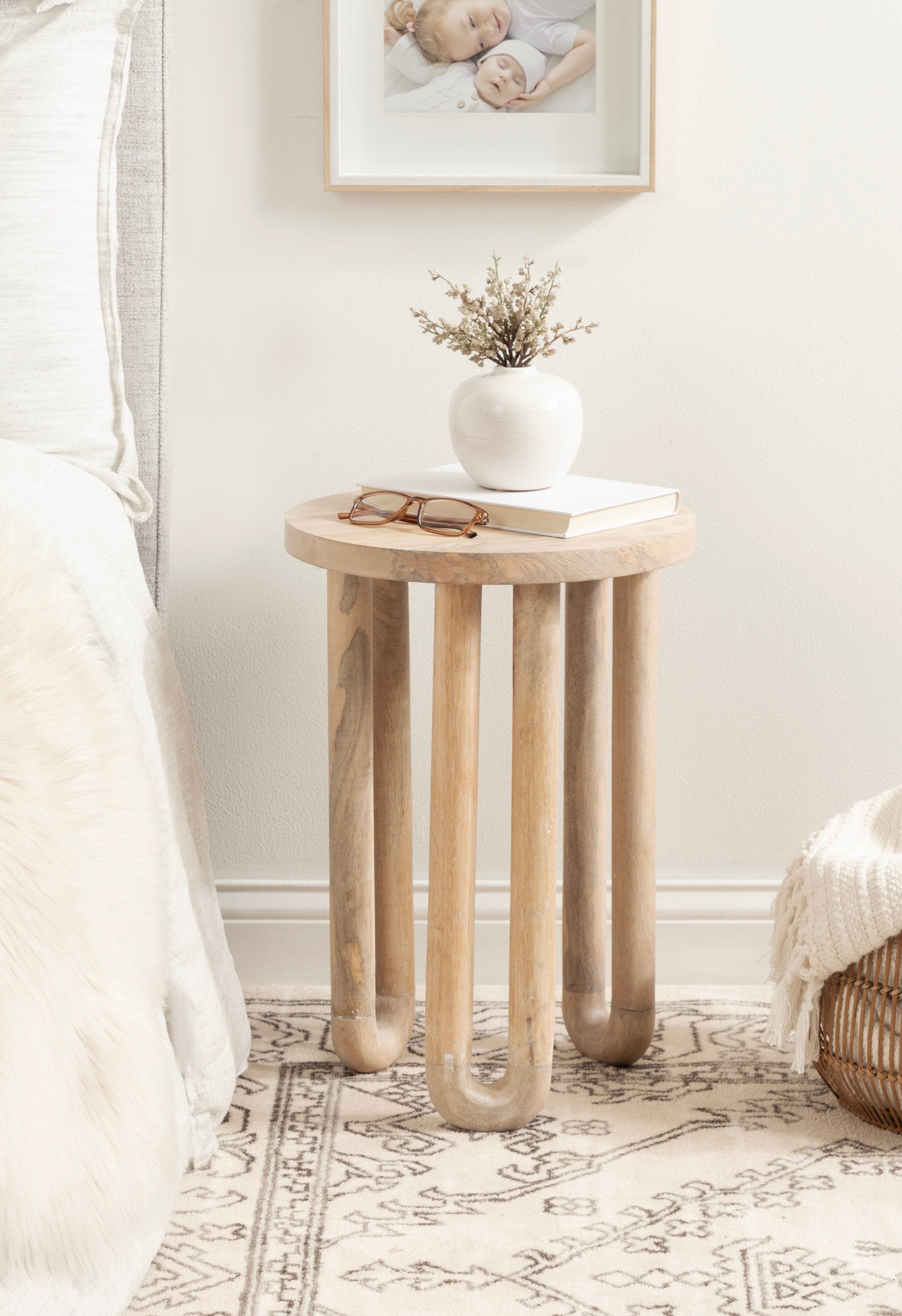 Side Table Natural Beige 14x14x20 6