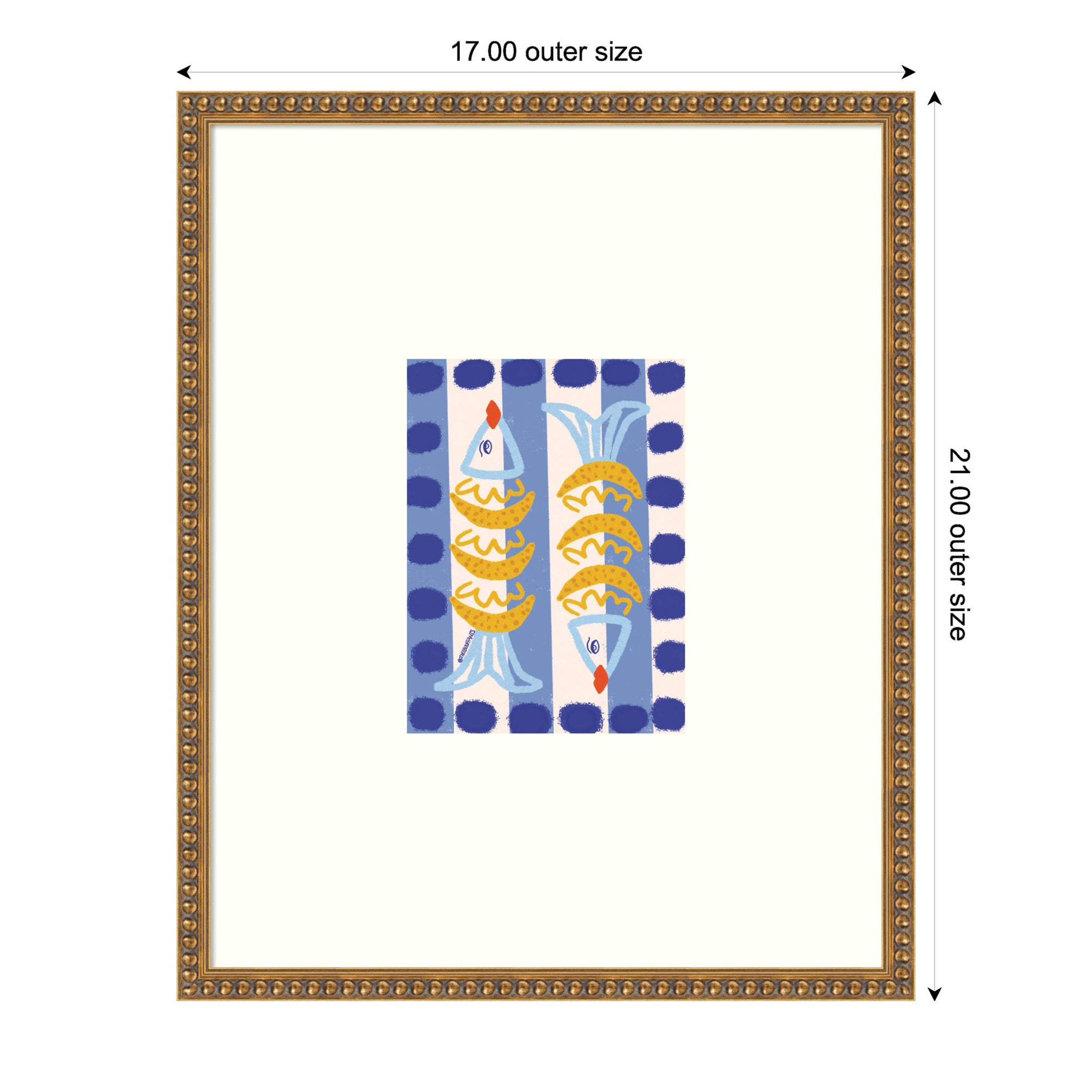 Framed Art 17 x 21 Bradford Bead Gold 2